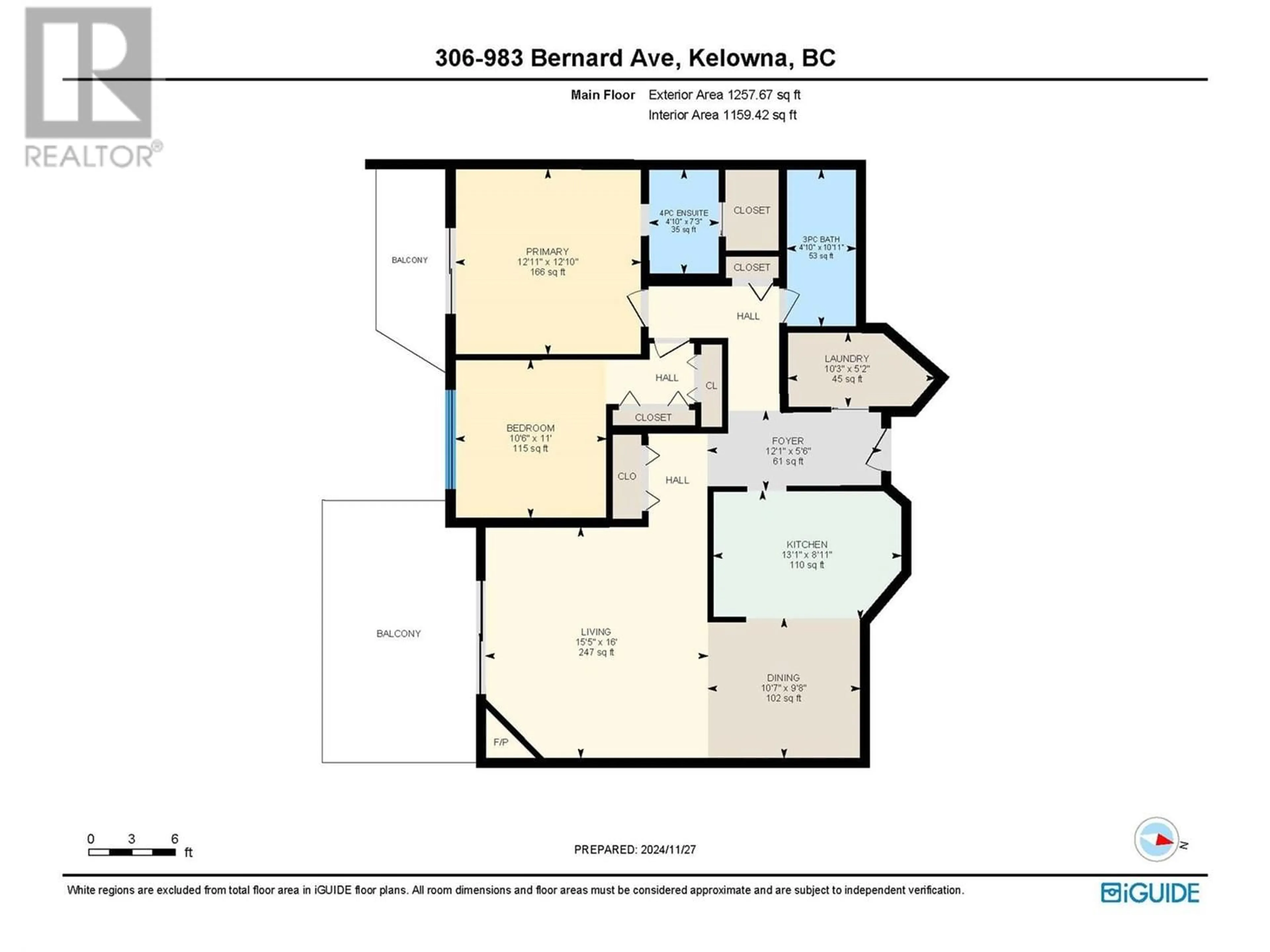 Floor plan for 983 Bernard Avenue Unit# 306, Kelowna British Columbia V1Y6P7