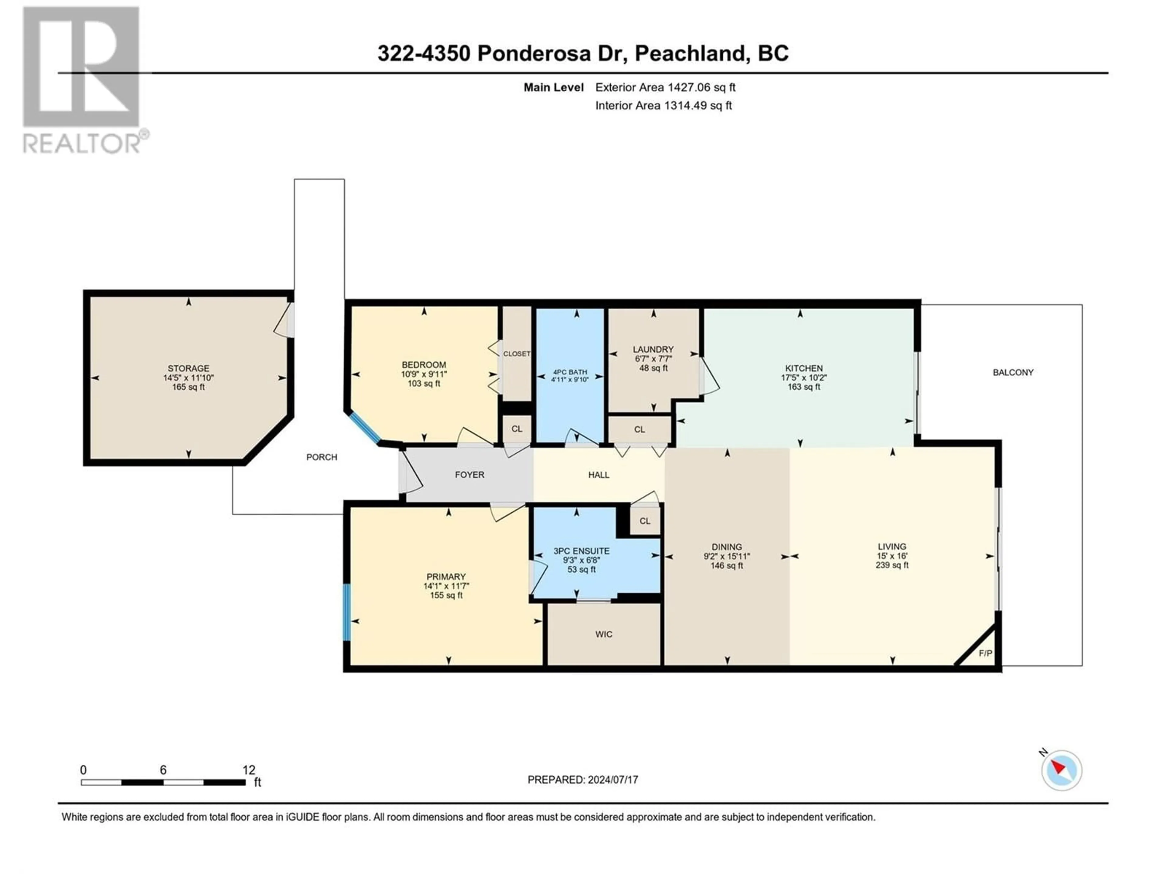 Floor plan for 4350 Ponderosa Drive Unit# 322, Peachland British Columbia V0H1X5