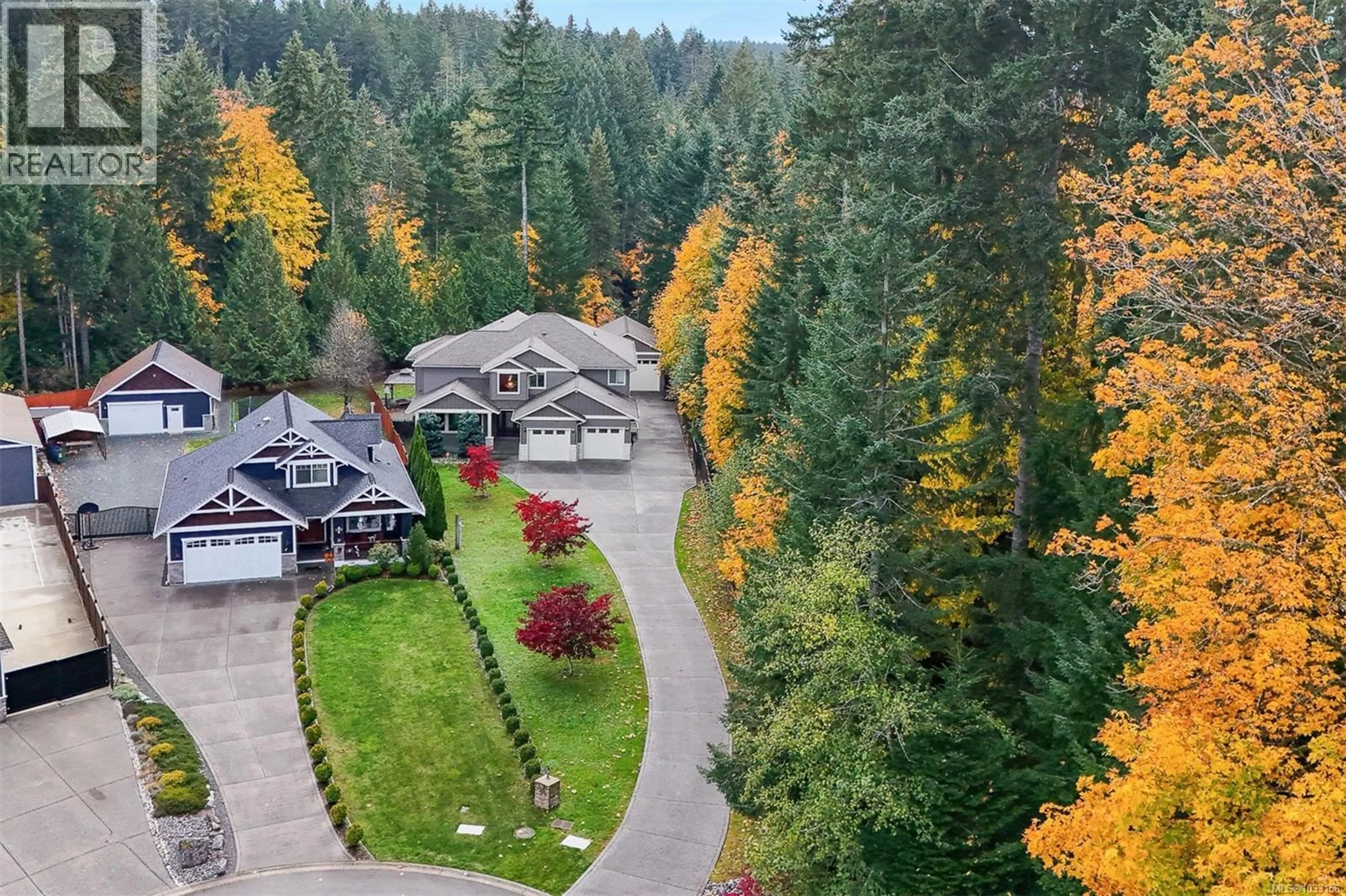 A pic from outside/outdoor area/front of a property/back of a property/a pic from drone, forest/trees view for 3454 WATERFERN DRIVE, Port Alberni British Columbia V9Y0A4