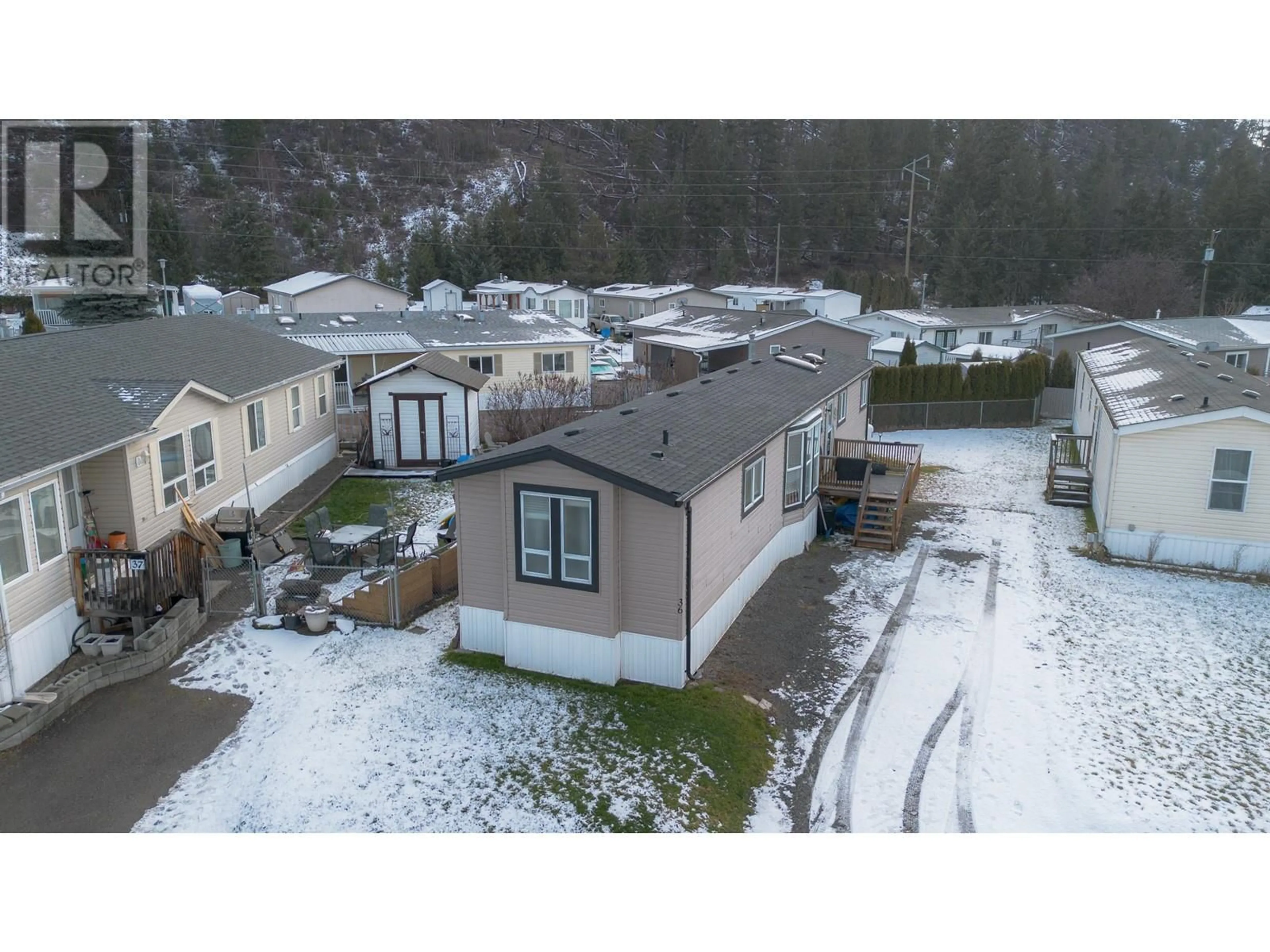 A pic from outside/outdoor area/front of a property/back of a property/a pic from drone, mountain view for 4510 POWER Road Unit# 36, Barriere British Columbia V0E1E0