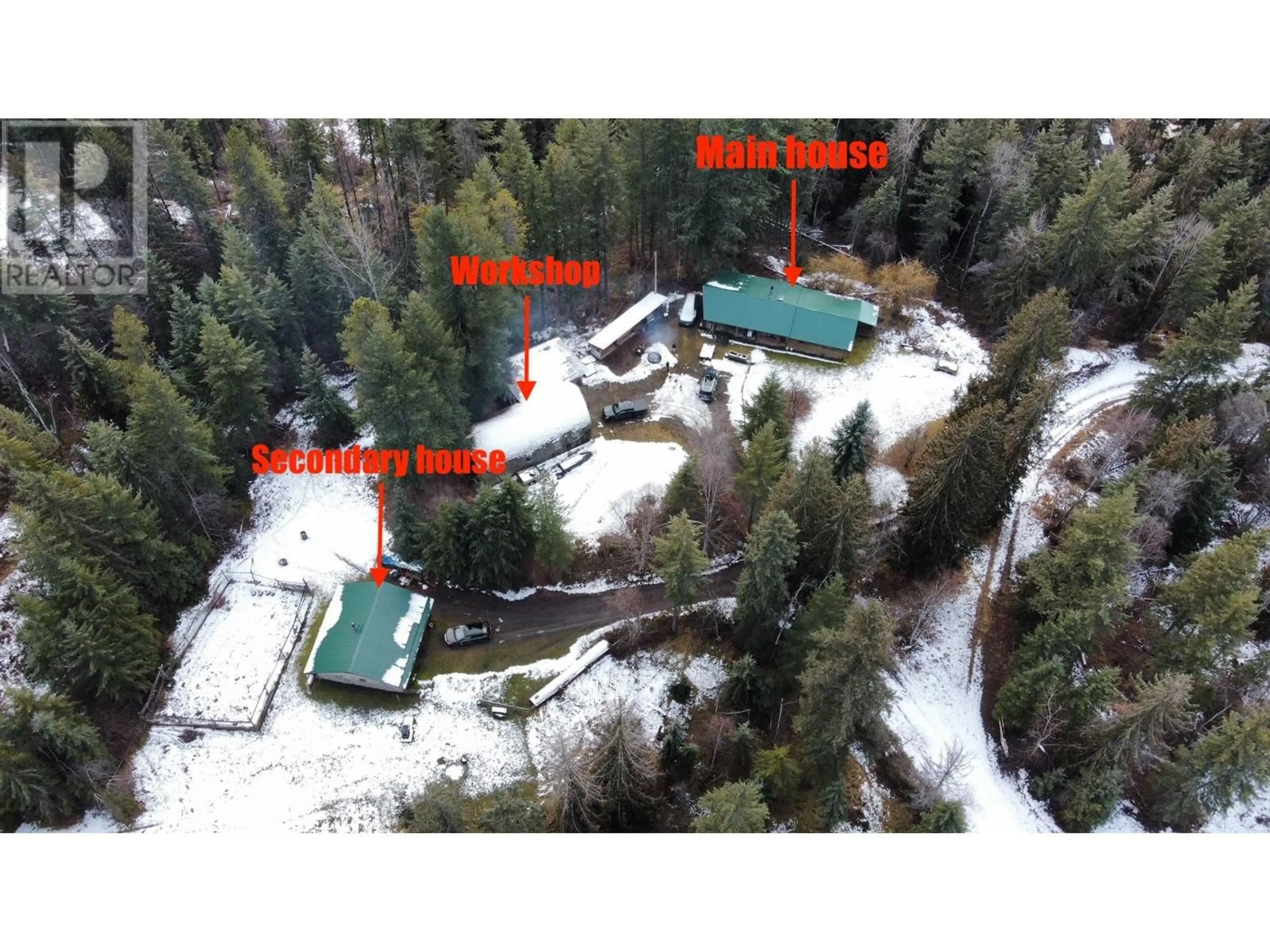 A pic from outside/outdoor area/front of a property/back of a property/a pic from drone, building for 205 North Fork Road, Cherryville British Columbia V0E2G3