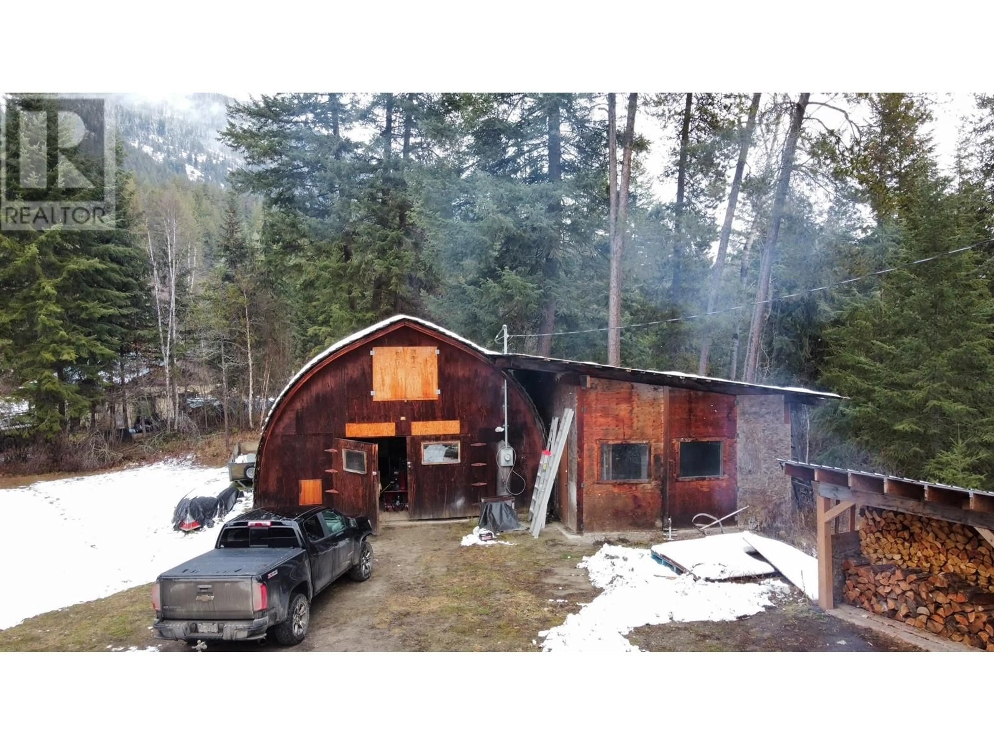 A pic from outside/outdoor area/front of a property/back of a property/a pic from drone, building for 205 North Fork Road, Cherryville British Columbia V0E2G3