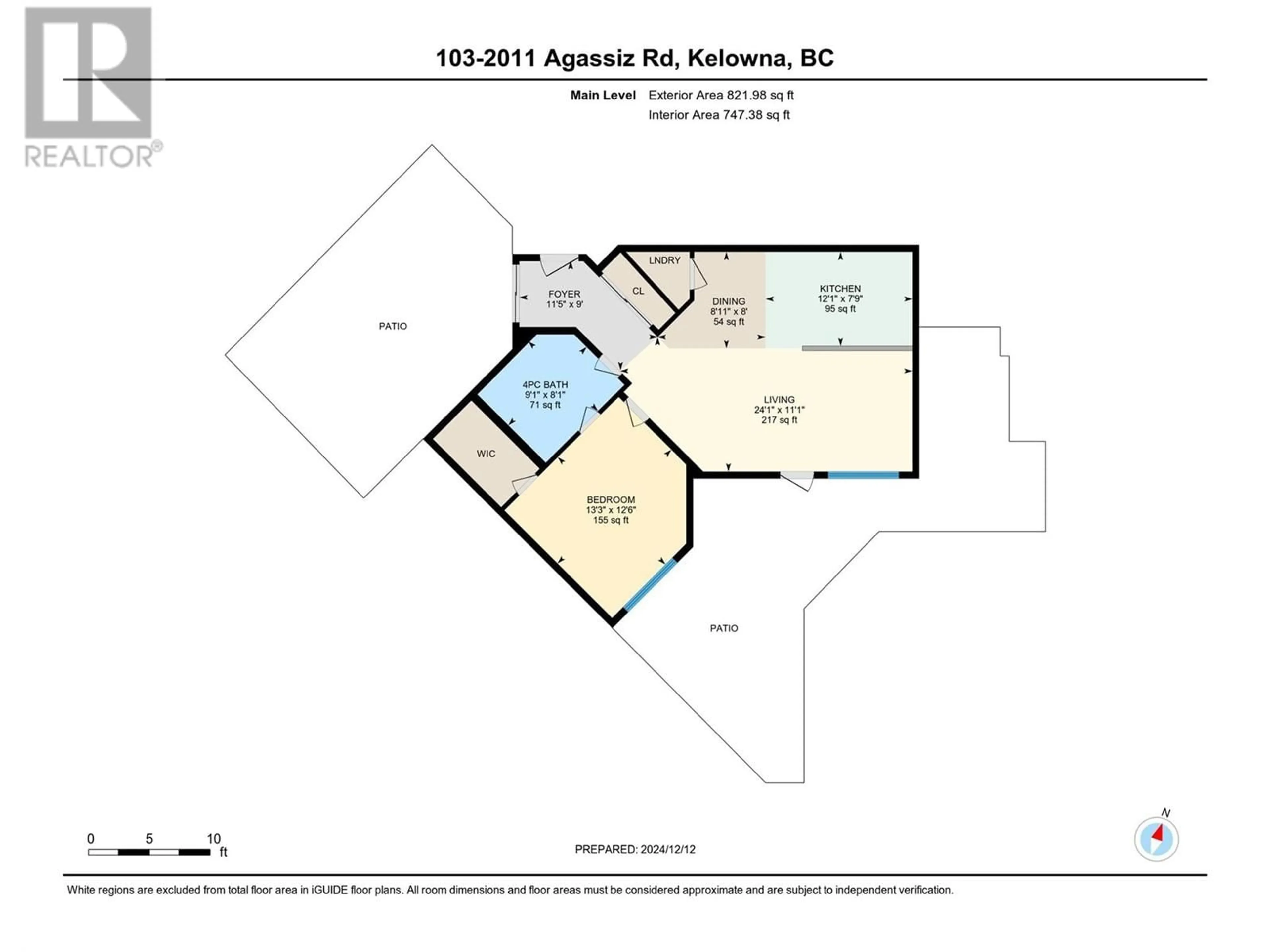 Floor plan for 2011 Agassiz Road Unit# 103, Kelowna British Columbia V1Y9Z8