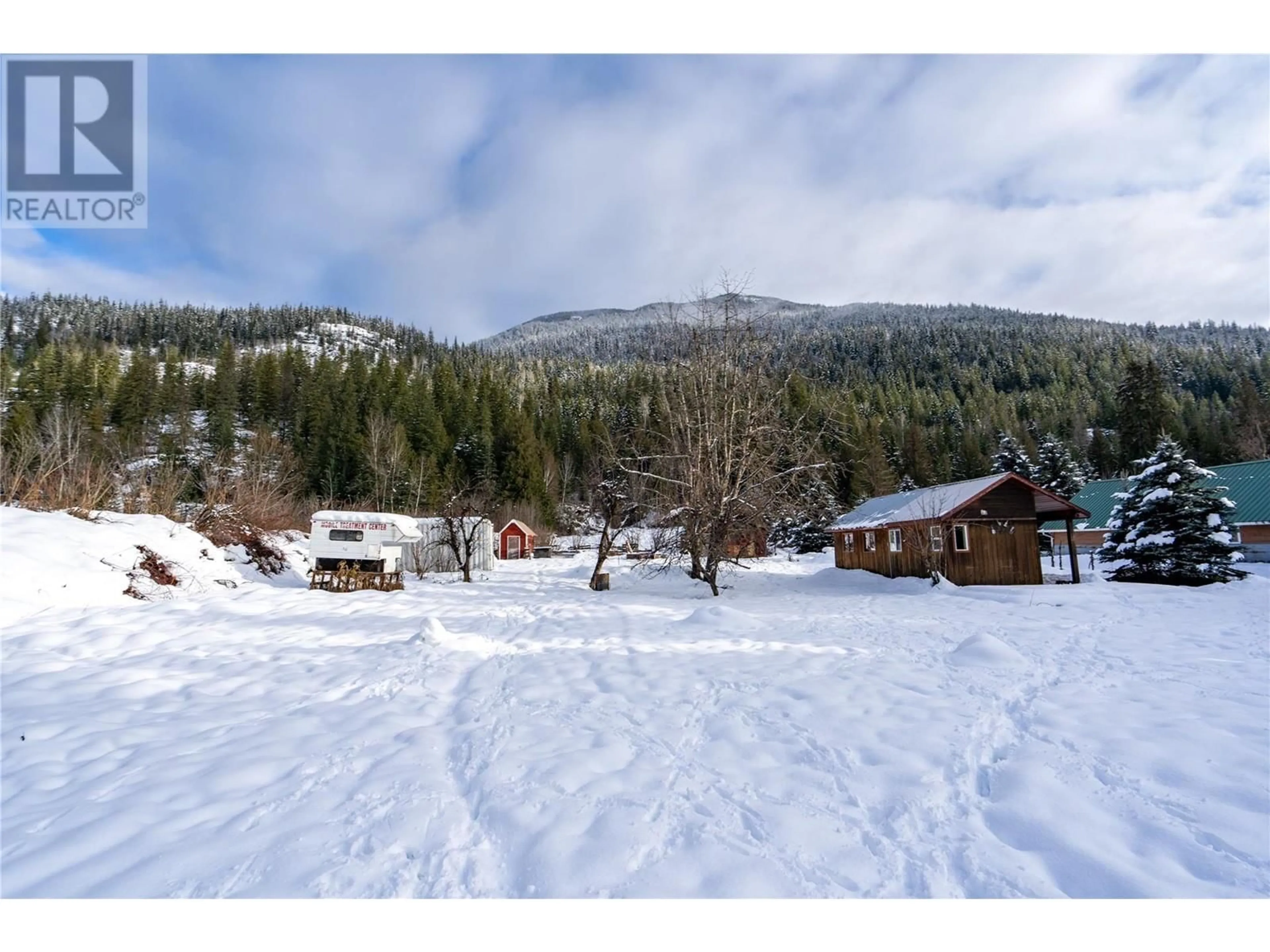 A pic from outside/outdoor area/front of a property/back of a property/a pic from drone, mountain view for 1918 Camozzi Road, Revelstoke British Columbia V0E2S0