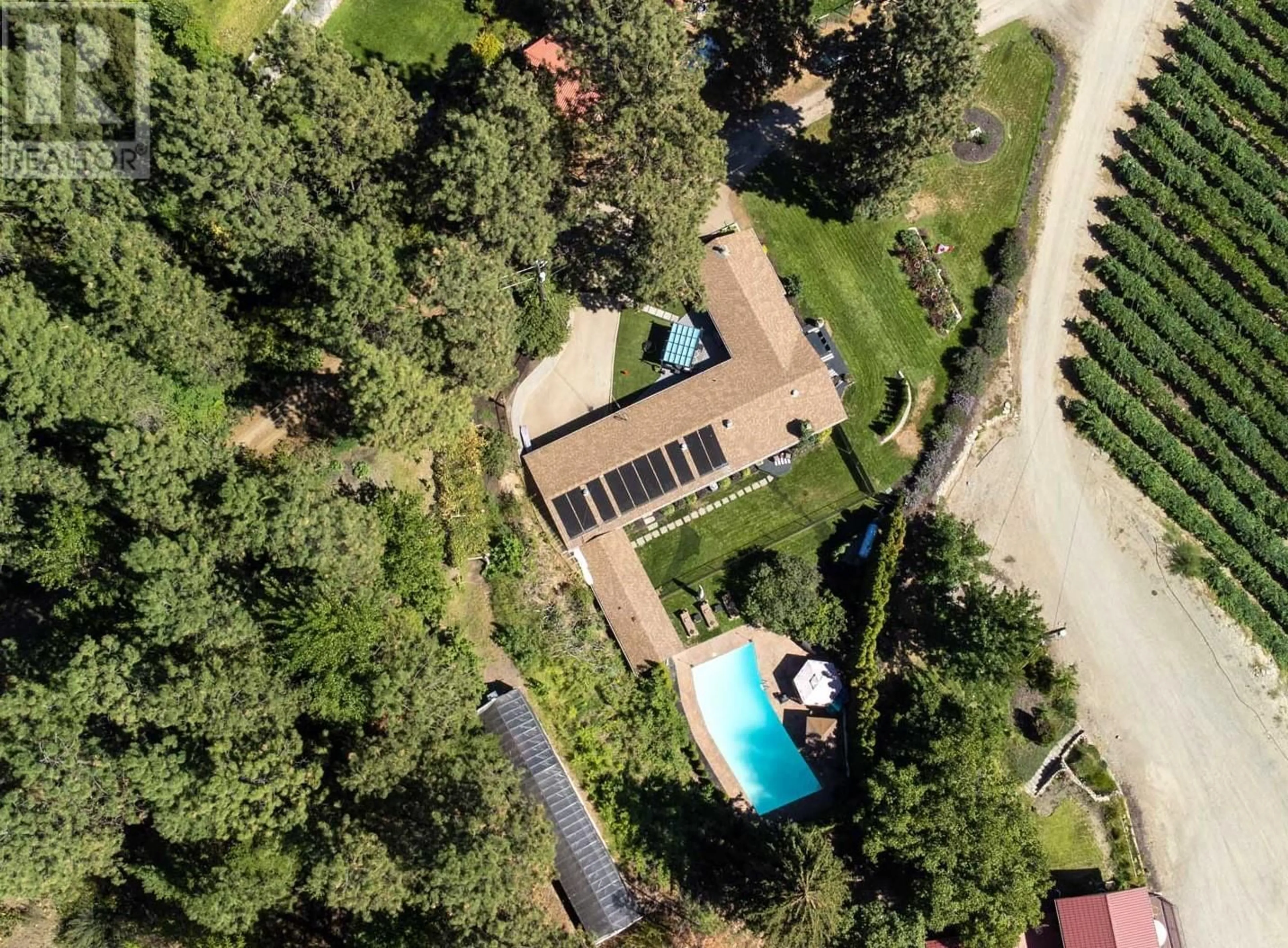 A pic from outside/outdoor area/front of a property/back of a property/a pic from drone, unknown for 483 Pinehill Road, Oliver British Columbia V0H1T5