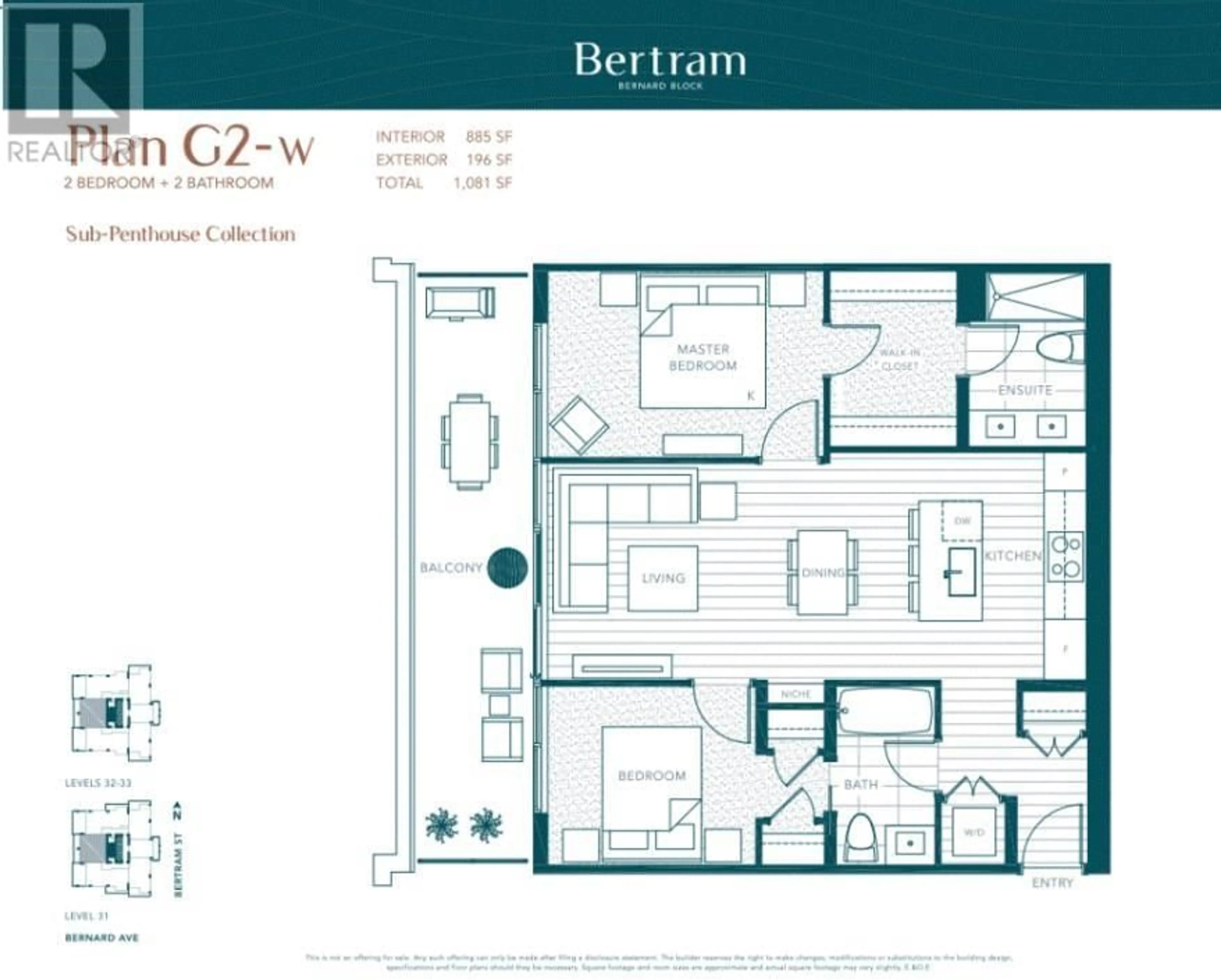 Floor plan for 3301 - 1488 BERTRAM STREET, Kelowna British Columbia V1Y6P2
