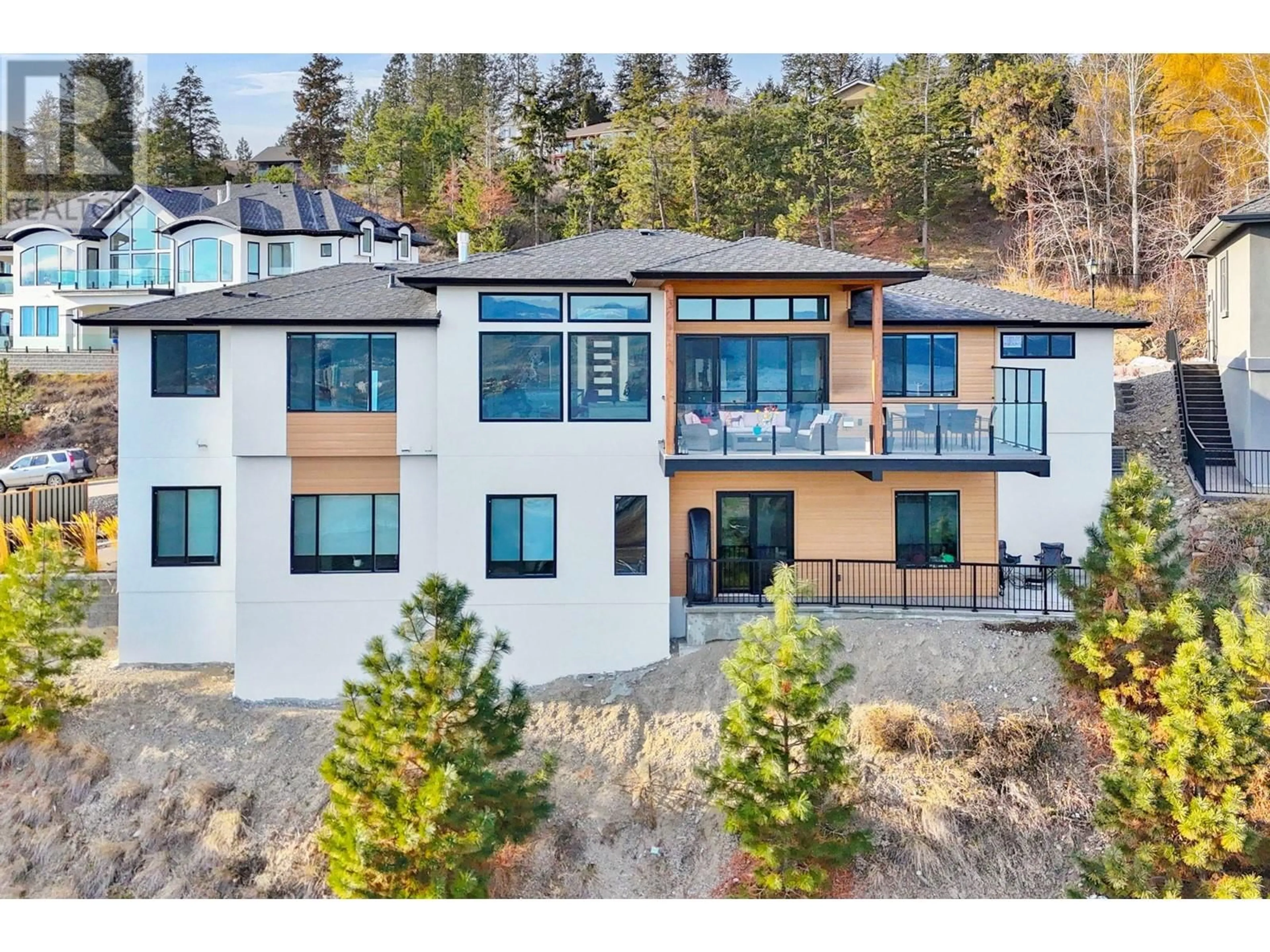 A pic from outside/outdoor area/front of a property/back of a property/a pic from drone, mountain view for 1821 Diamond View Drive, West Kelowna British Columbia V1Z4B7