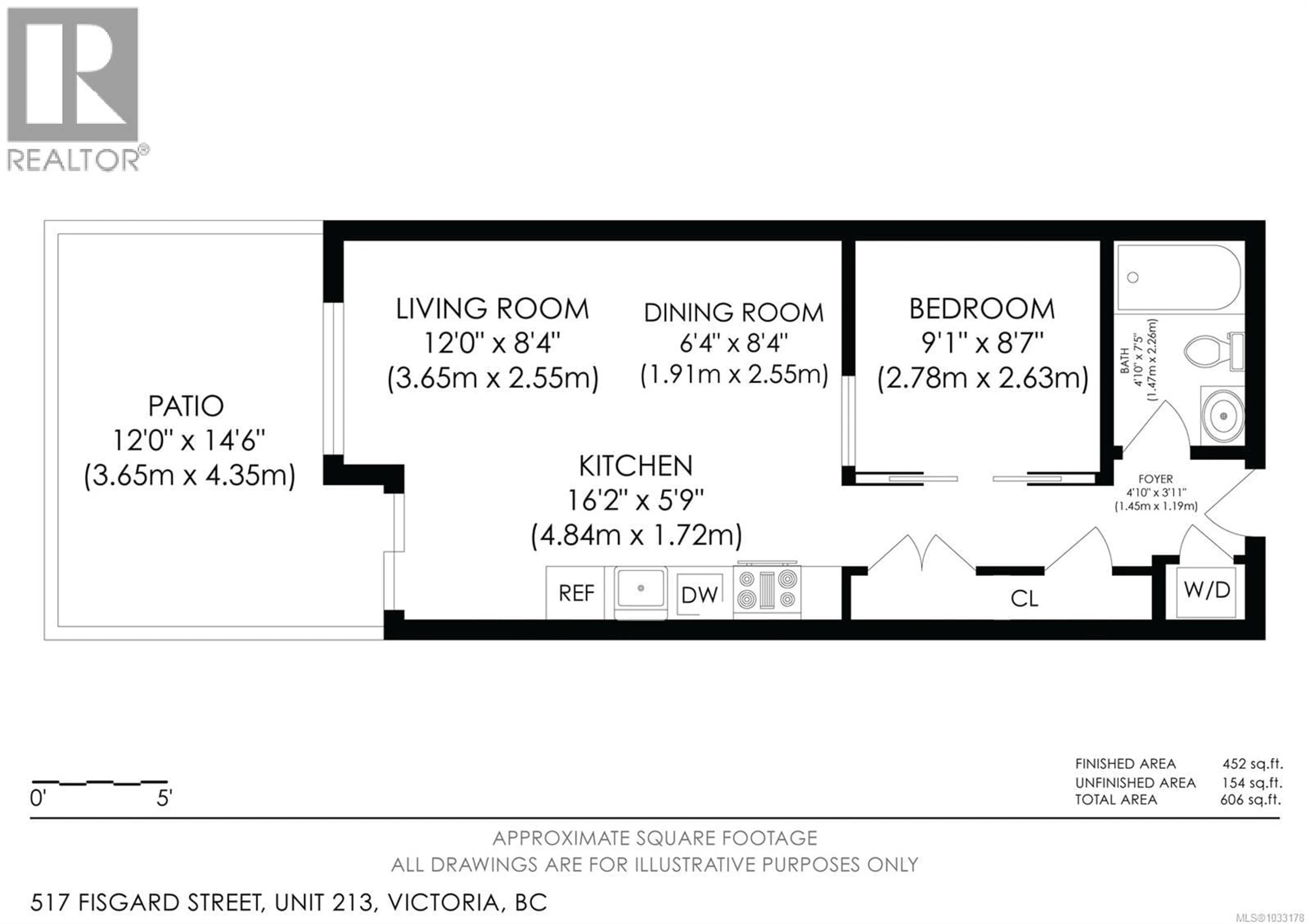 Floor plan for 213 - 517 FISGARD STREET, Victoria British Columbia V8W0C5