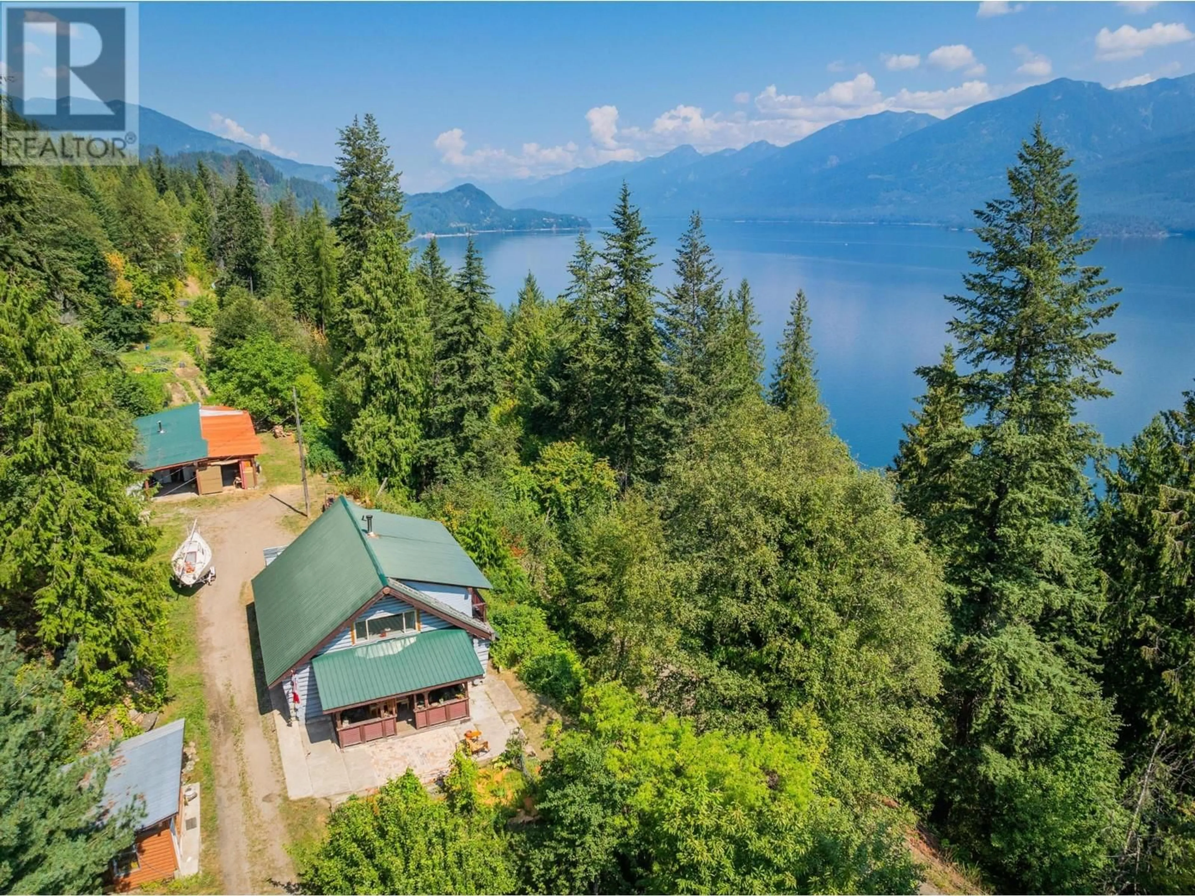 A pic from outside/outdoor area/front of a property/back of a property/a pic from drone, water/lake/river/ocean view for 3430 LOON LAKE Road, Ainsworth British Columbia V0G1A0