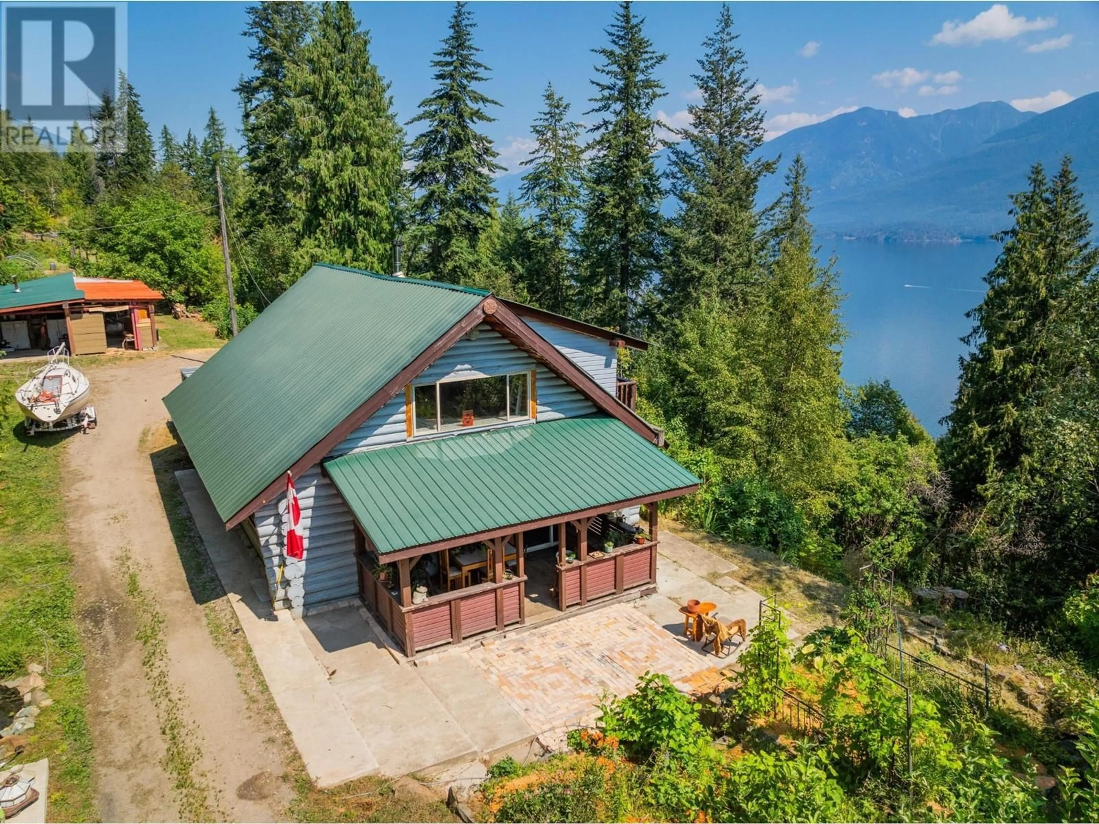 A pic from outside/outdoor area/front of a property/back of a property/a pic from drone, water/lake/river/ocean view for 3430 LOON LAKE Road, Ainsworth British Columbia V0G1A0