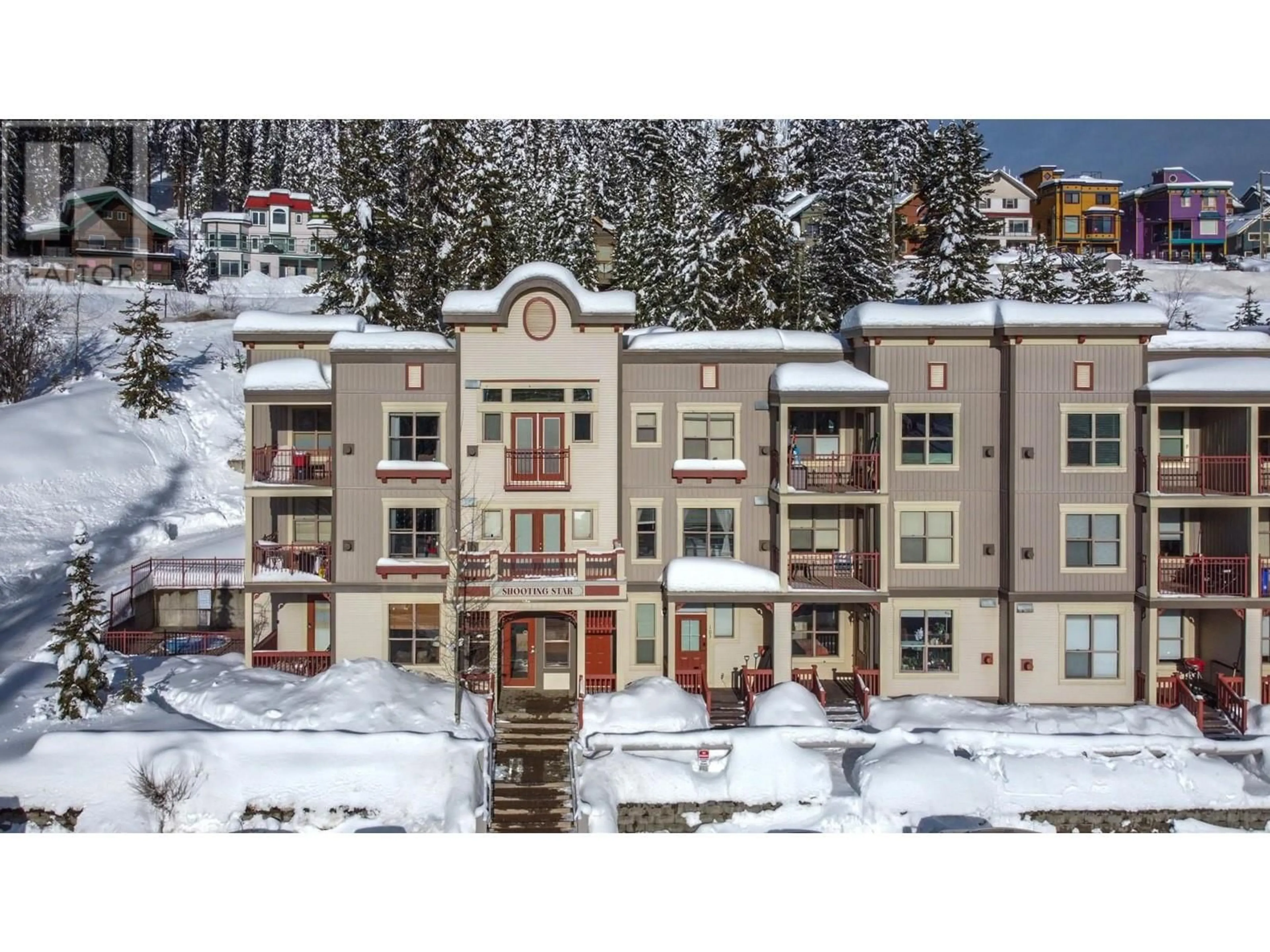 A pic from outside/outdoor area/front of a property/back of a property/a pic from drone, building for 306 - 9802 SILVER STAR ROAD, Silver Star British Columbia V1B3M1