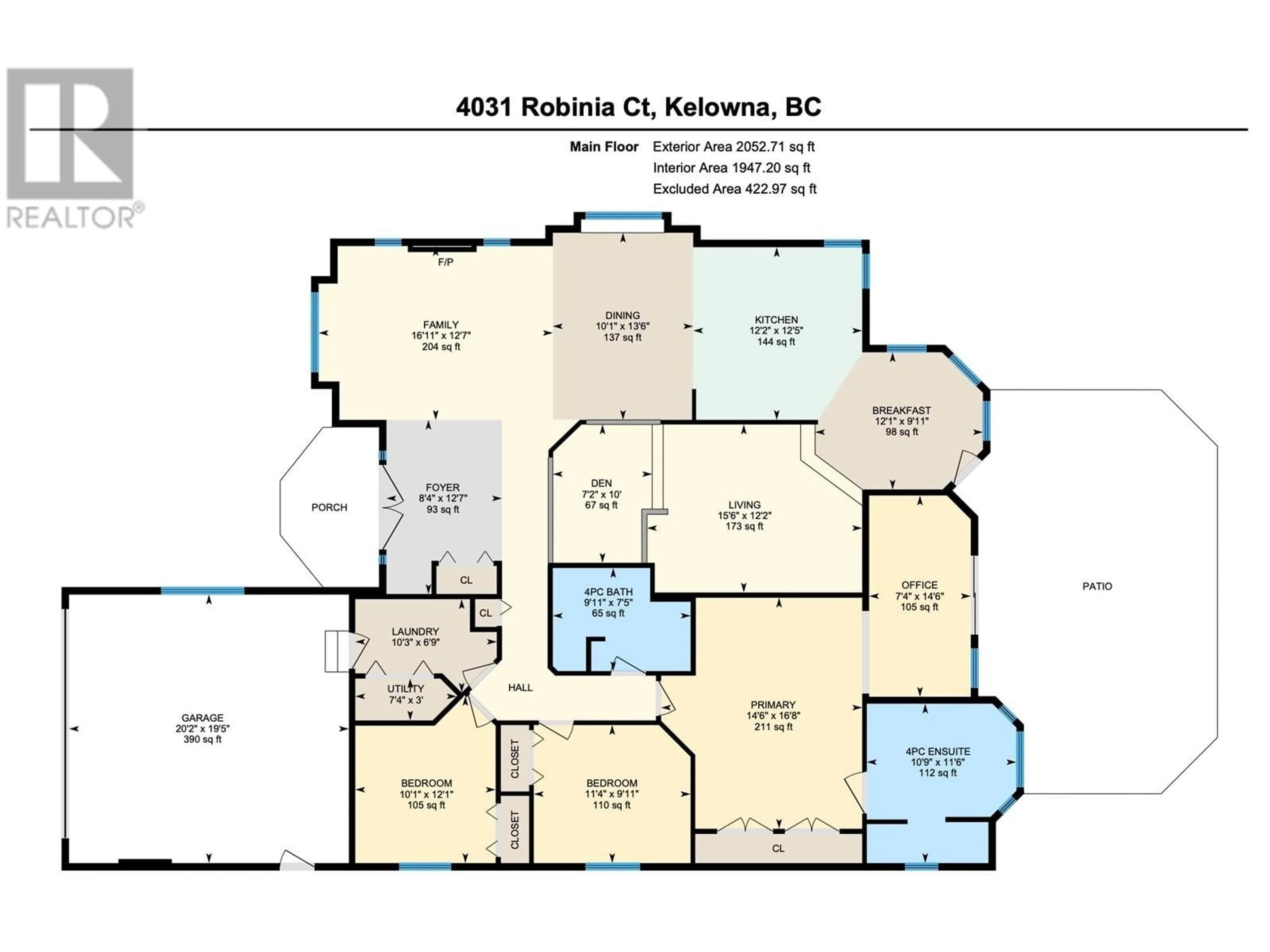 Floor plan for 4031 Robinia Court, Kelowna British Columbia V1W3Y2