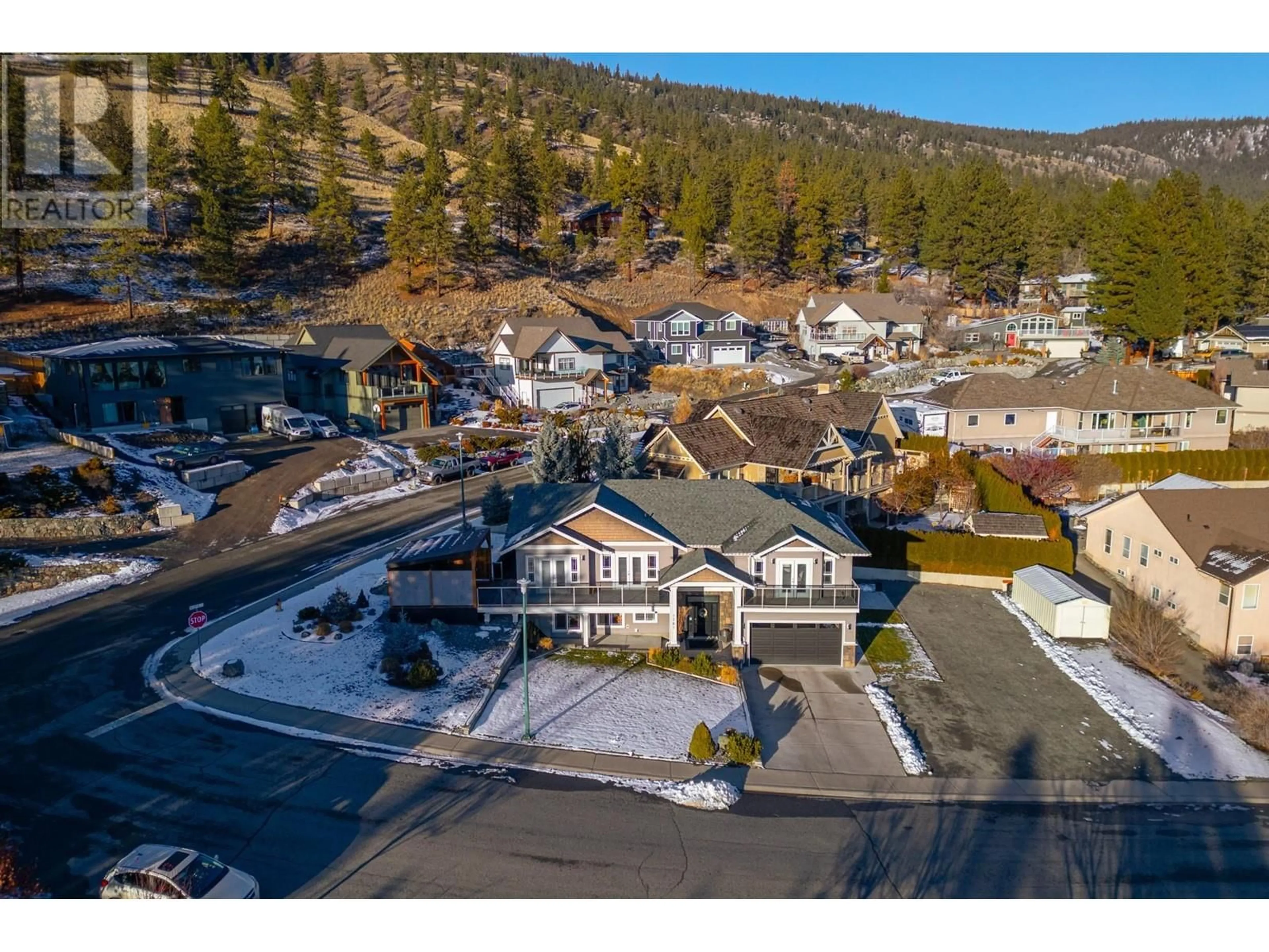 A pic from outside/outdoor area/front of a property/back of a property/a pic from drone, mountain view for 1761 SUNFLOWER Avenue, Merritt British Columbia V1K1K4