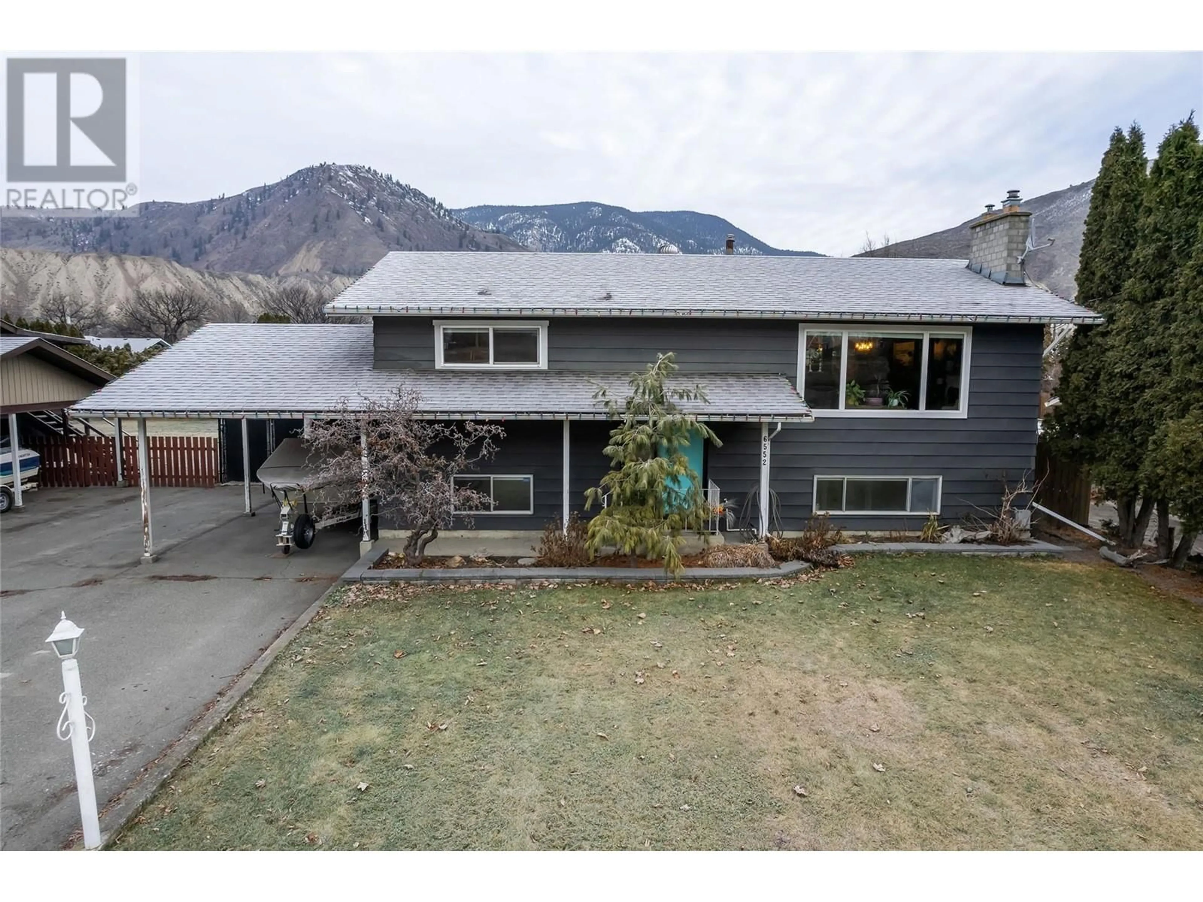 A pic from outside/outdoor area/front of a property/back of a property/a pic from drone, mountain view for 6552 Furrer Road, Kamloops British Columbia V2C4V6