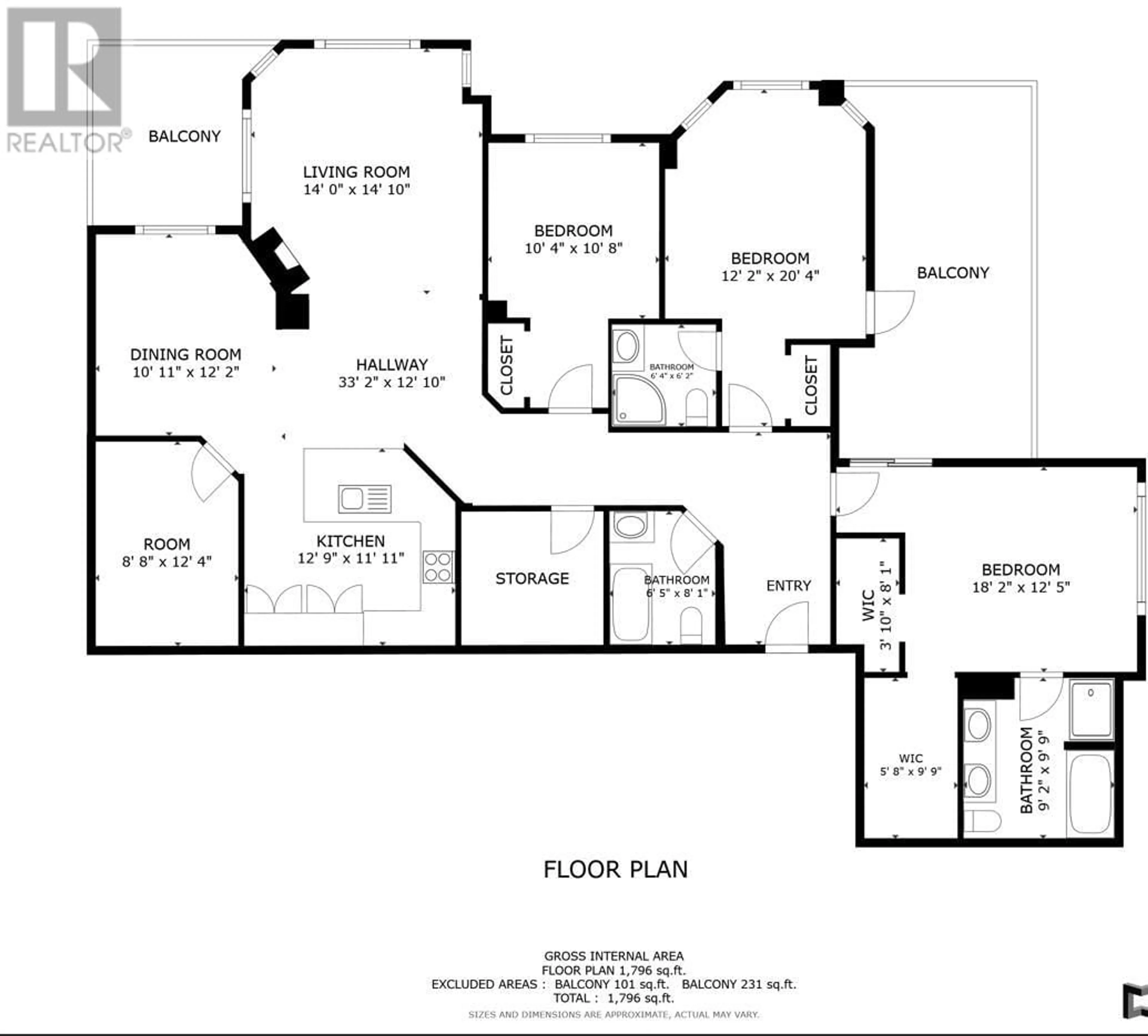 Floor plan for 1128 Sunset Drive Unit# 1603, Kelowna British Columbia V1Y9W7