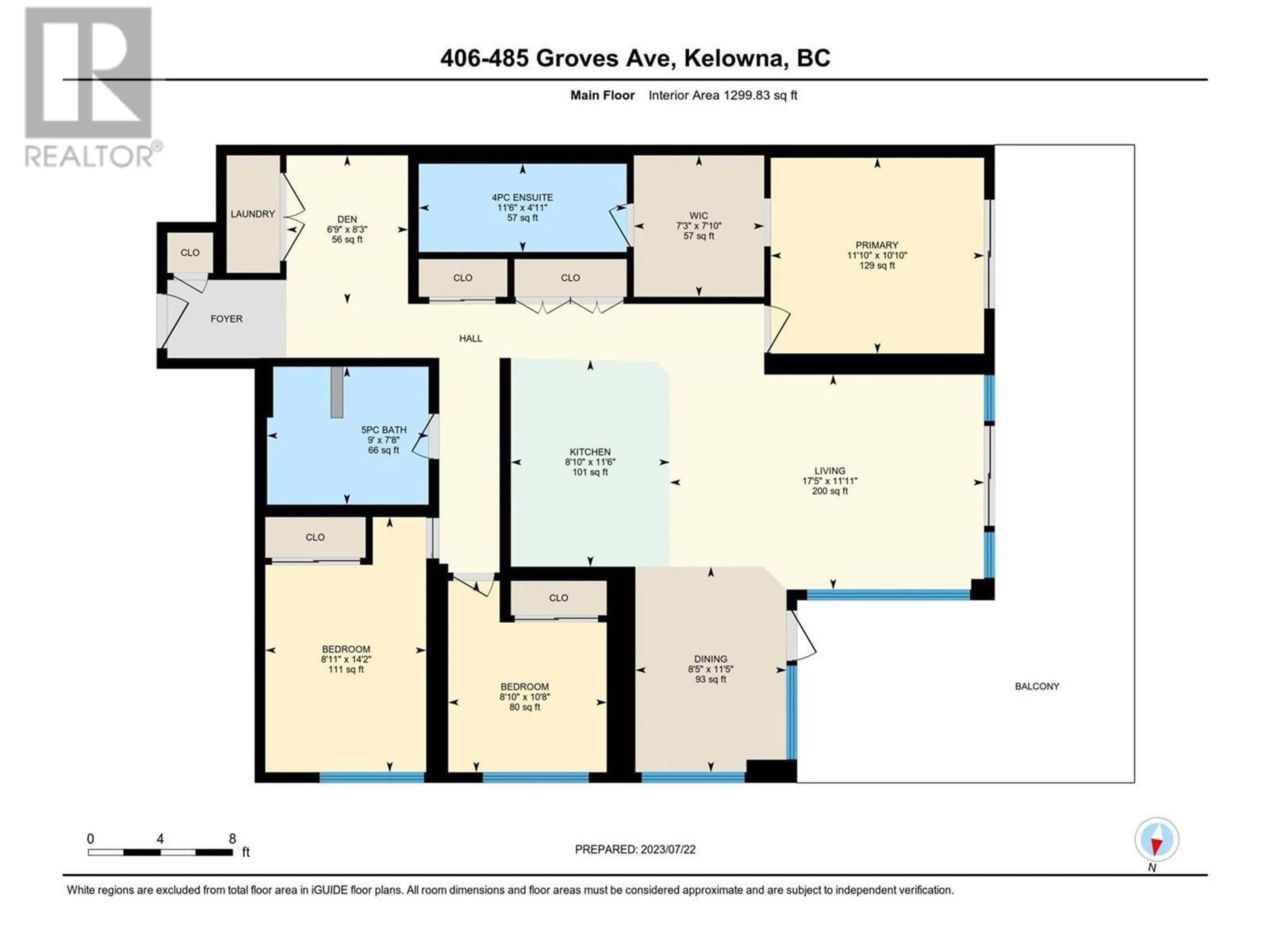 Floor plan for 406 - 485 GROVES AVENUE, Kelowna British Columbia V1Y0C1