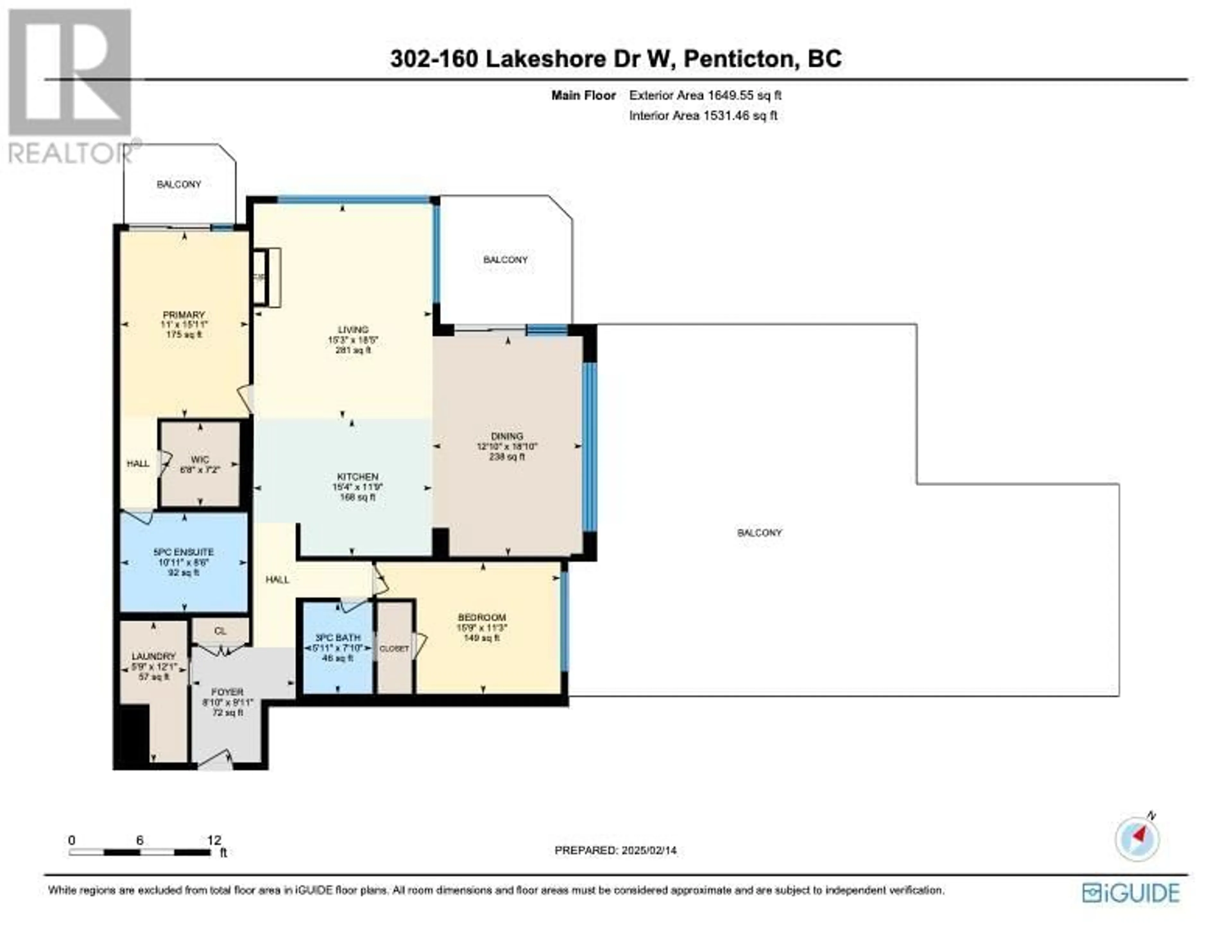 Floor plan for 160 Lakeshore Drive W Unit# 302, Penticton British Columbia V2A1B7