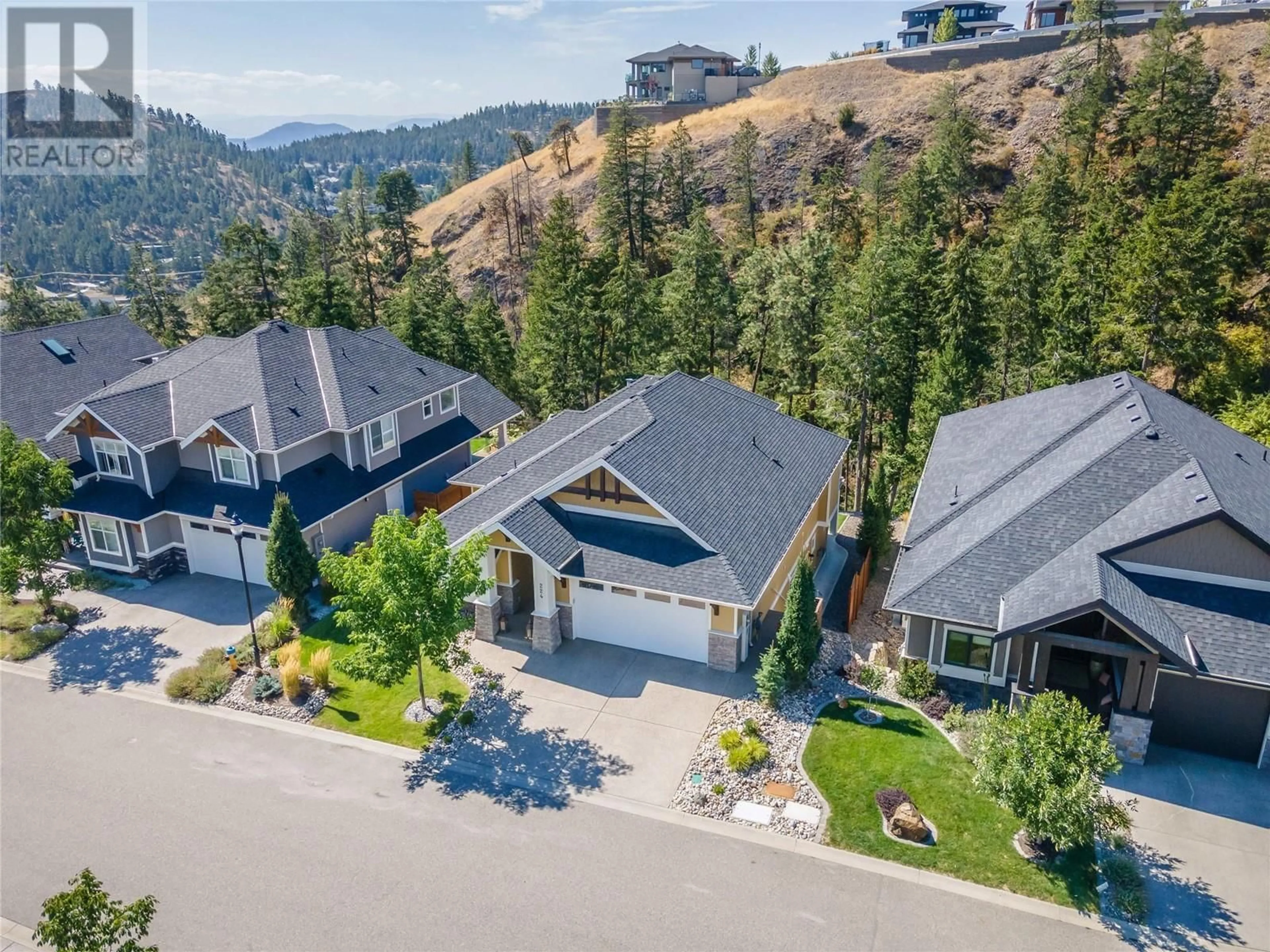 A pic from outside/outdoor area/front of a property/back of a property/a pic from drone, mountain view for 224 Lost Creek Court, Kelowna British Columbia V1V3B7