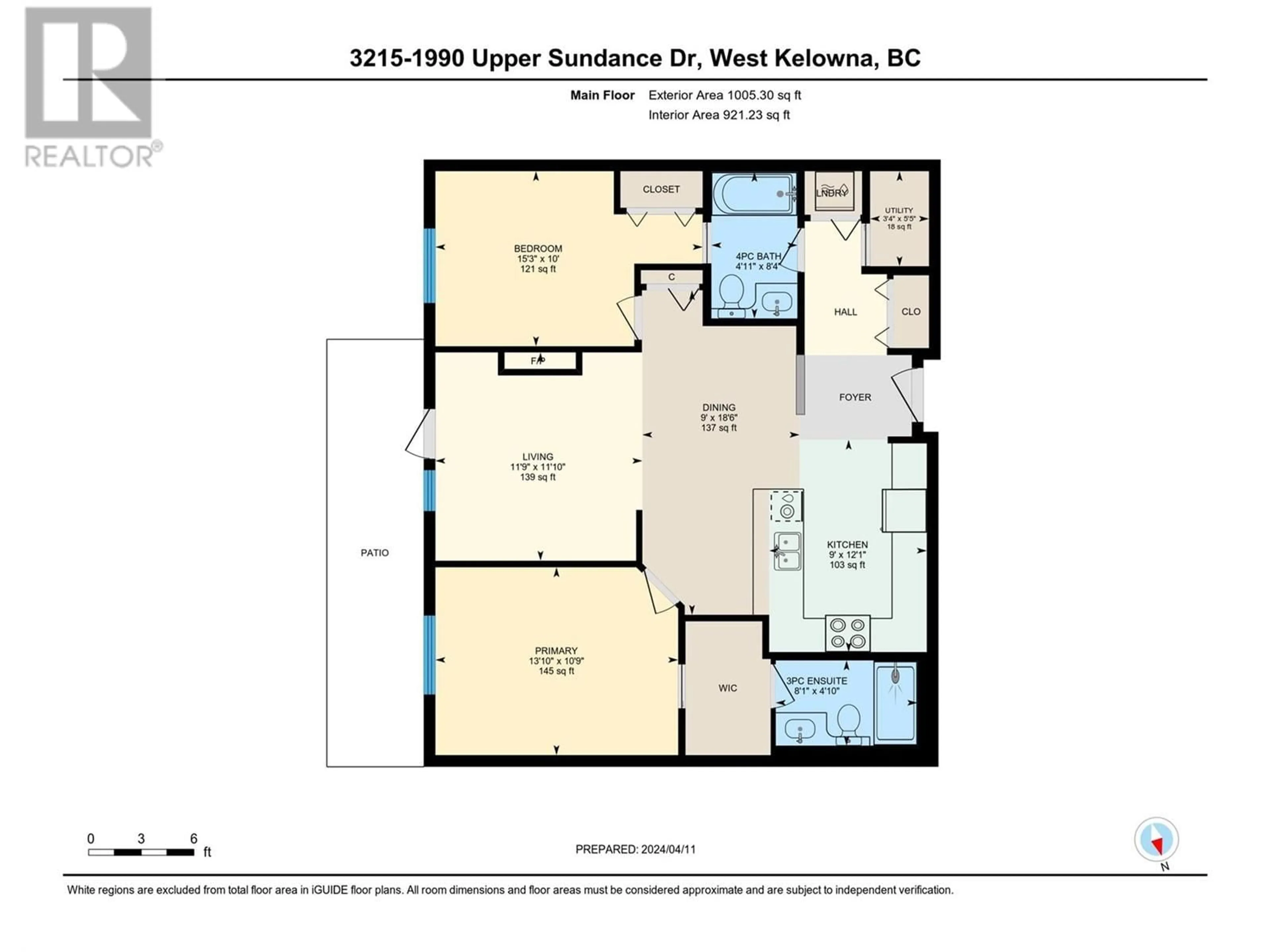 Floor plan for 3215 - 1990 UPPER SUNDANCE DRIVE, West Kelowna British Columbia V4T3E7