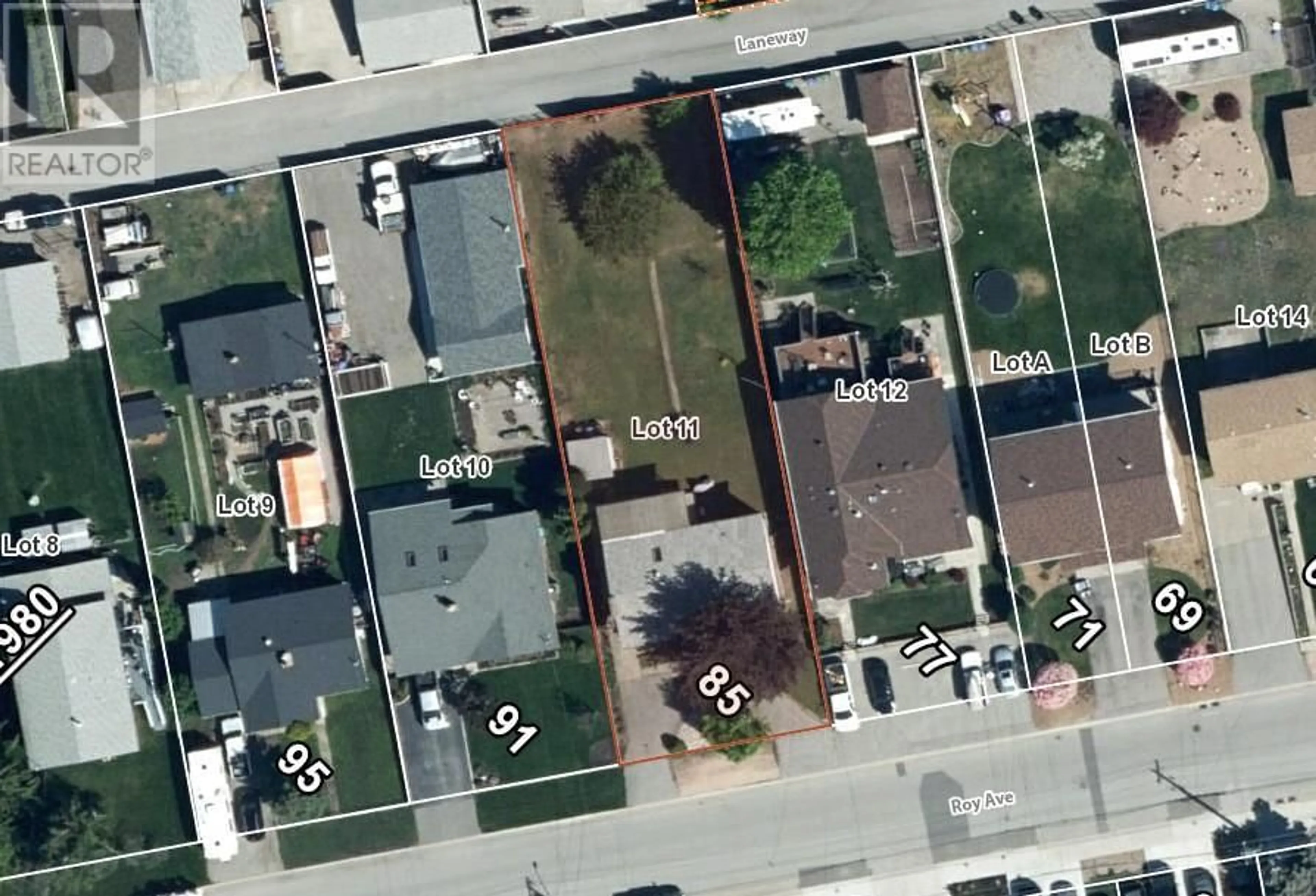 A pic from outside/outdoor area/front of a property/back of a property/a pic from drone, street for 85 Roy Avenue, Penticton British Columbia V2A3M7