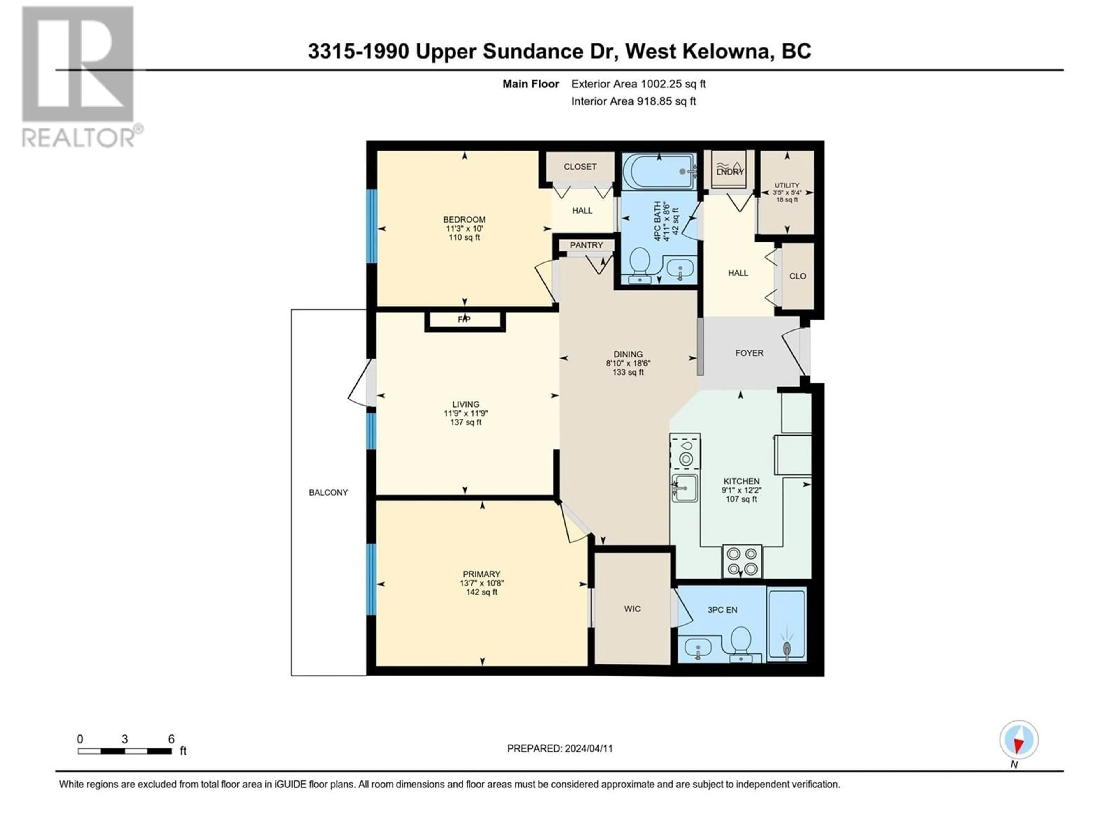 Floor plan for 3315 - 1990 UPPER SUNDANCE DRIVE, West Kelowna British Columbia V4T3E7