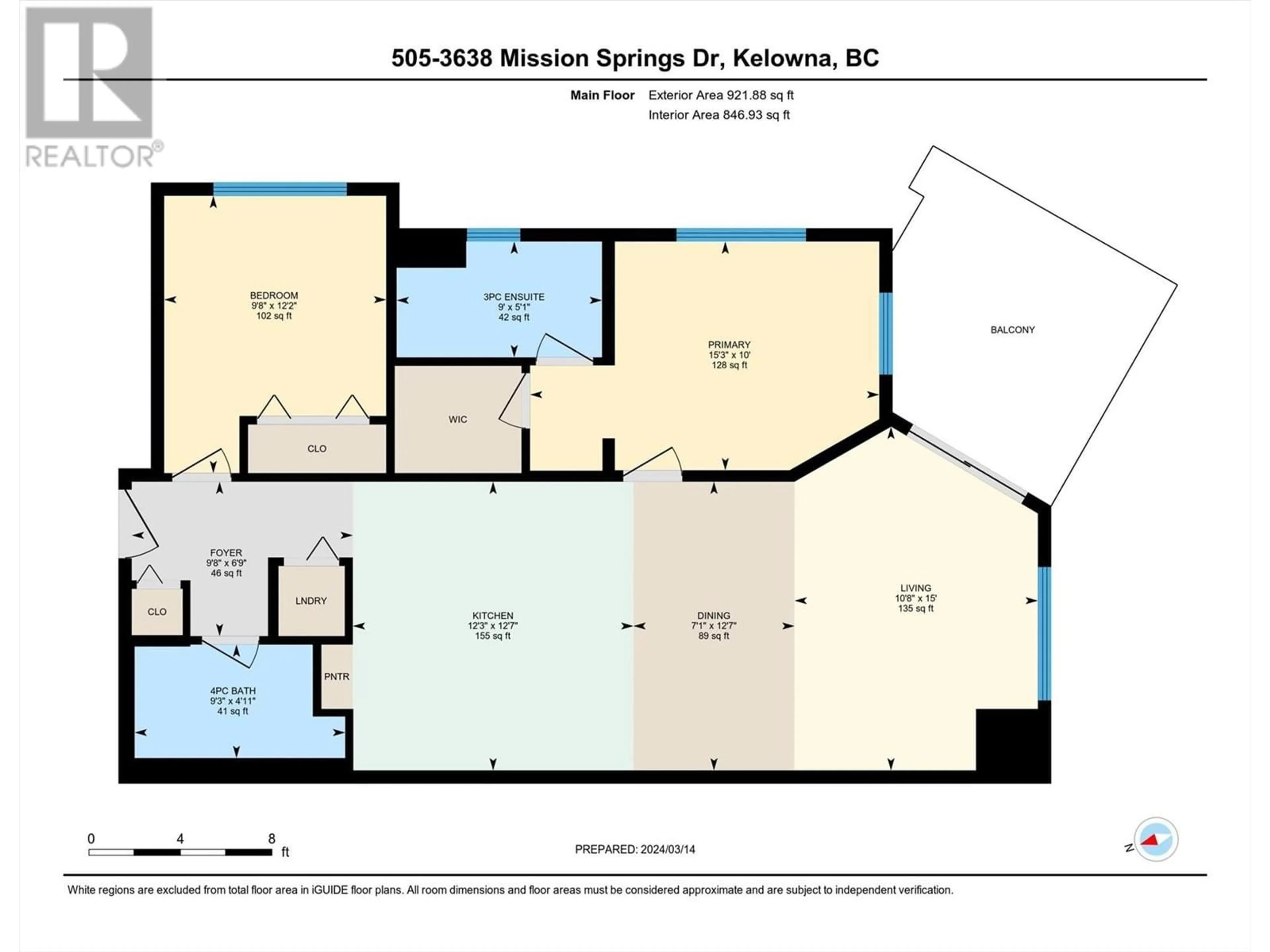 Floor plan for 505 - 3638 MISSION SPRINGS DRIVE, Kelowna British Columbia V1W0B3