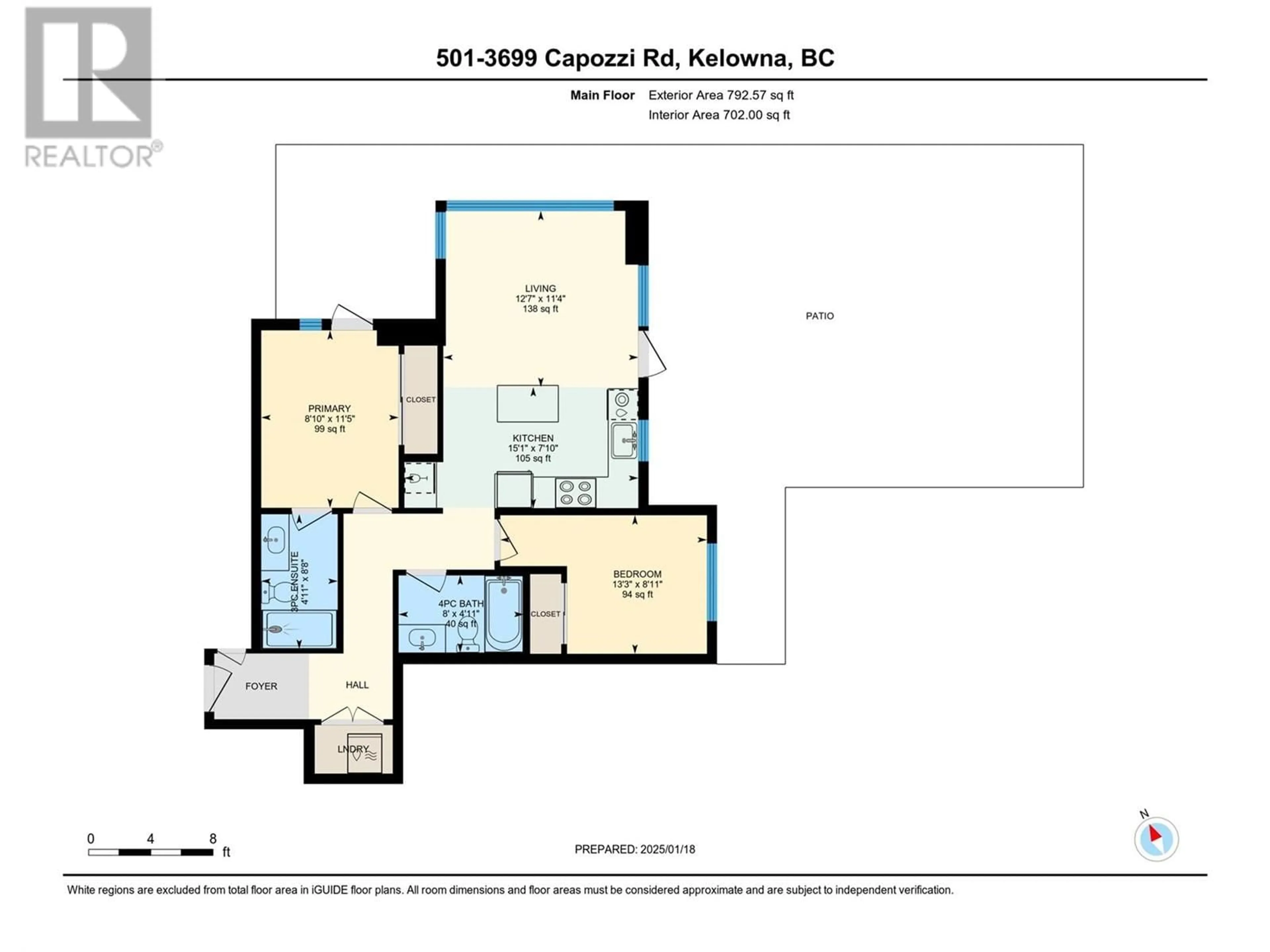 Floor plan for 501 - 3699 CAPOZZI ROAD, Kelowna British Columbia V1W0G3