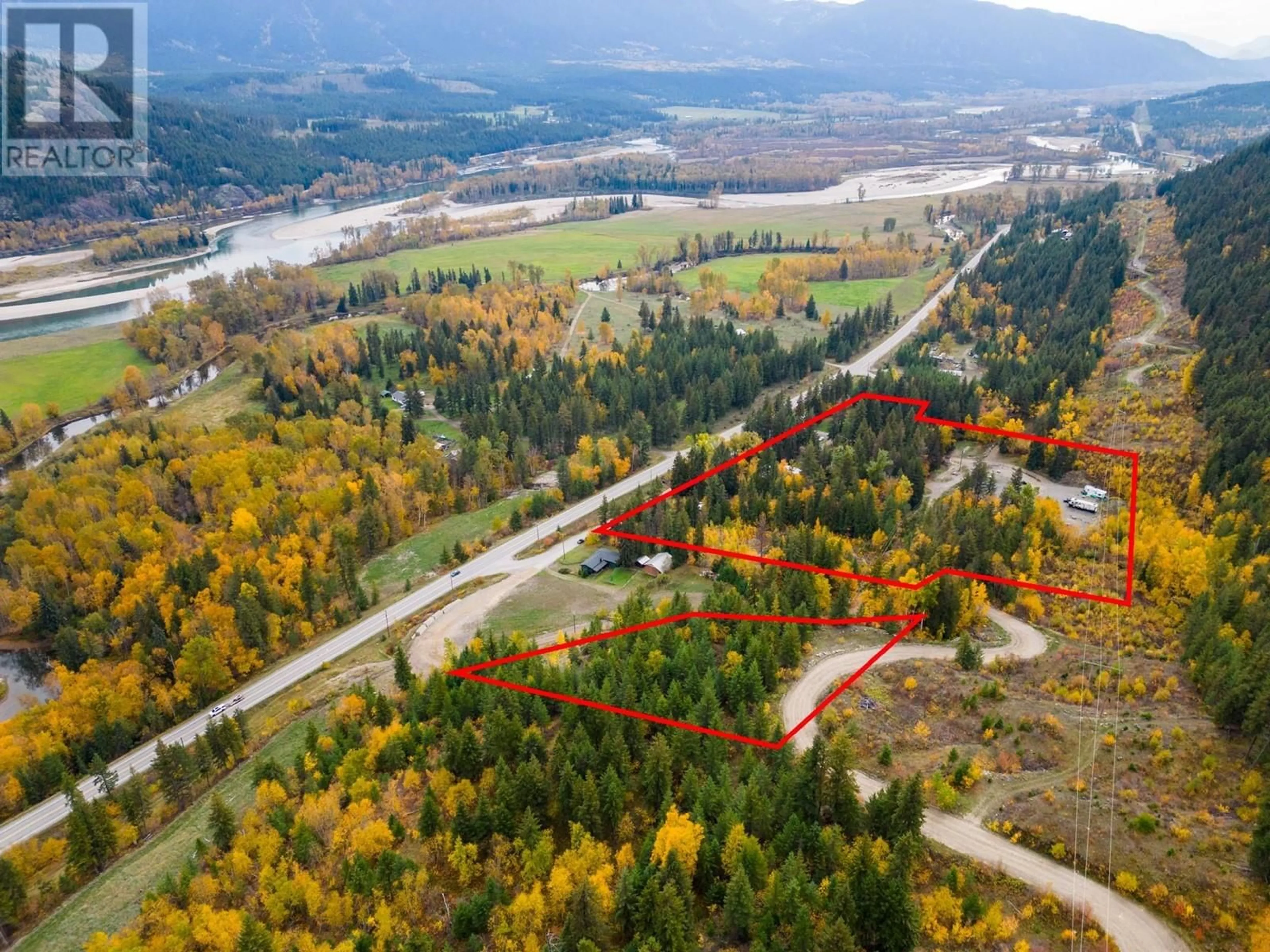 A pic from outside/outdoor area/front of a property/back of a property/a pic from drone, forest/trees view for 8919 THUYA CREEK ROAD, Little Fort British Columbia V0E2C0