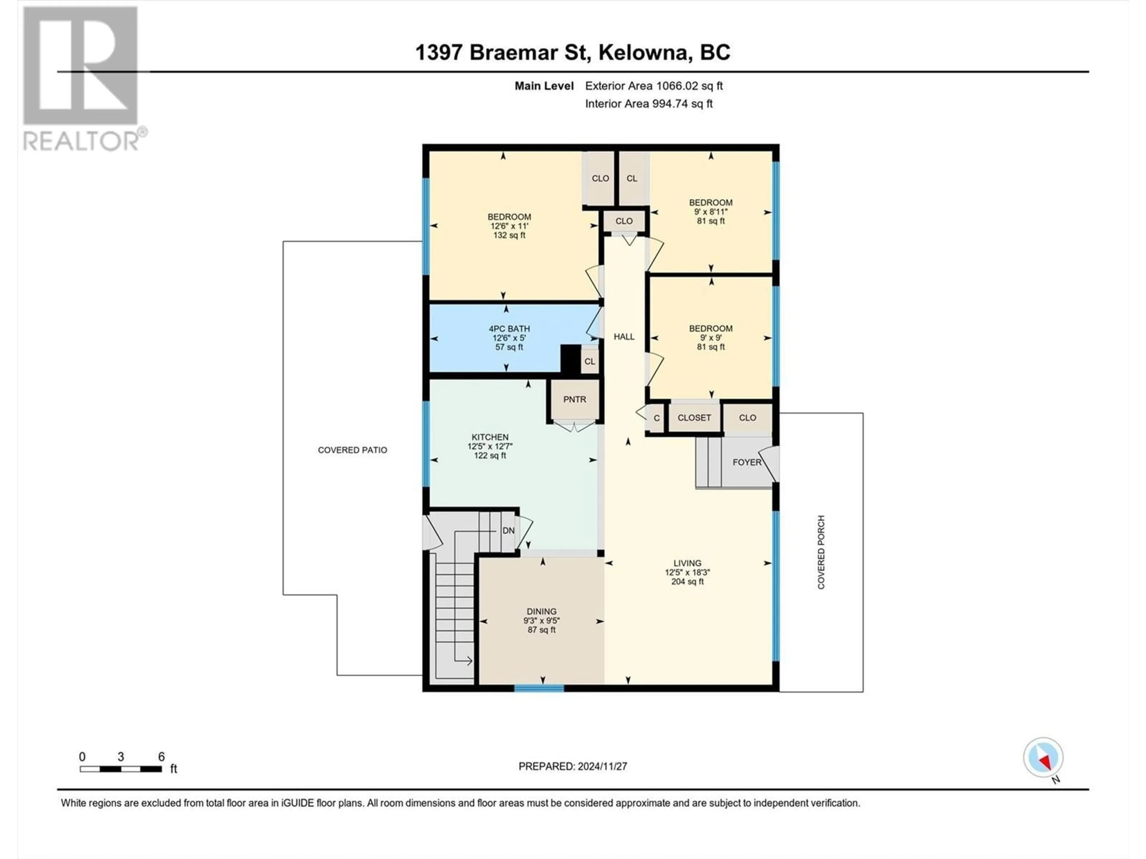 Floor plan for 1397 BRAEMAR STREET, Kelowna British Columbia V1Y3X4