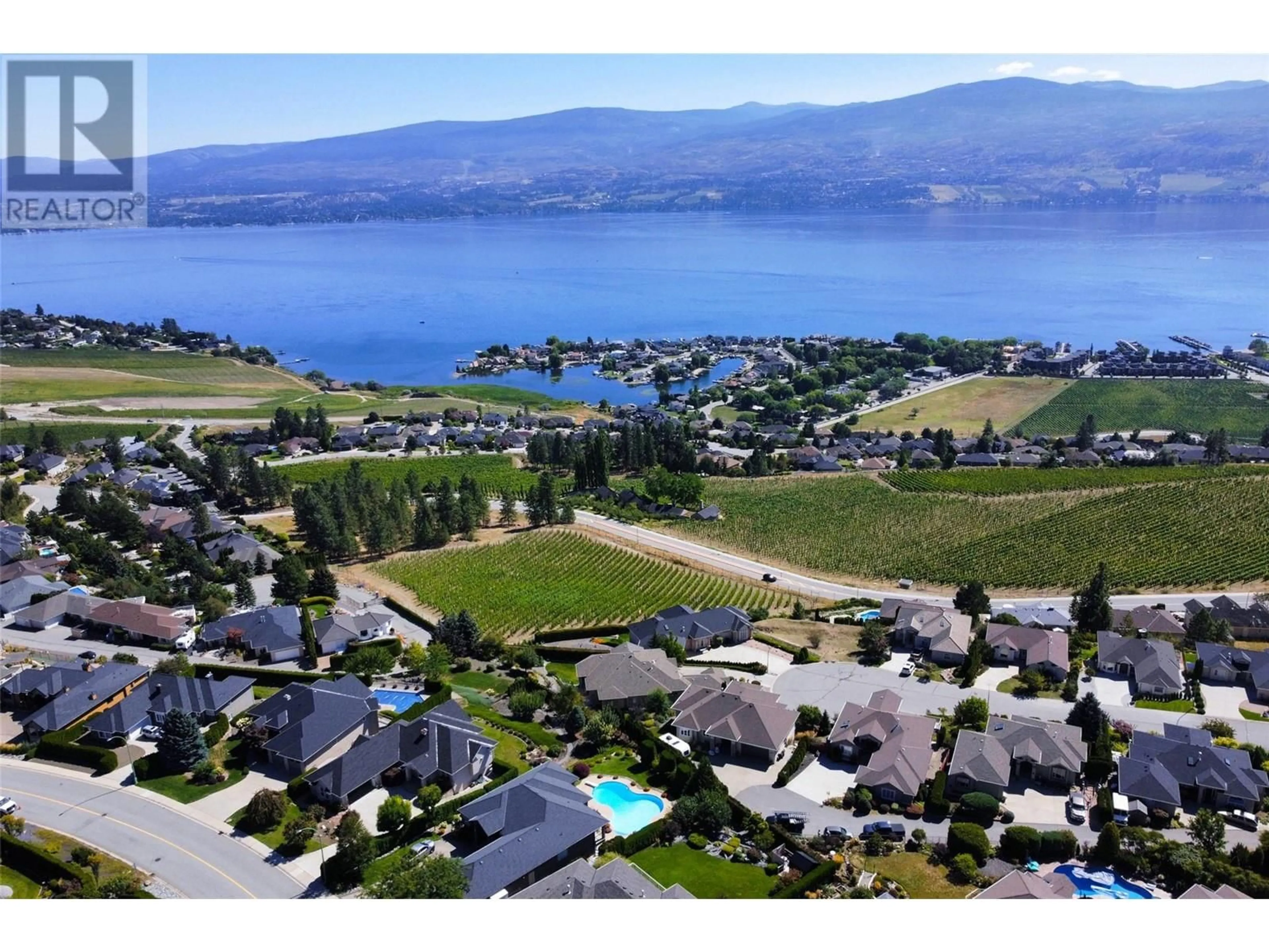 A pic from outside/outdoor area/front of a property/back of a property/a pic from drone, water/lake/river/ocean view for 1608 Braeburn Court, West Kelowna British Columbia V4T2V5