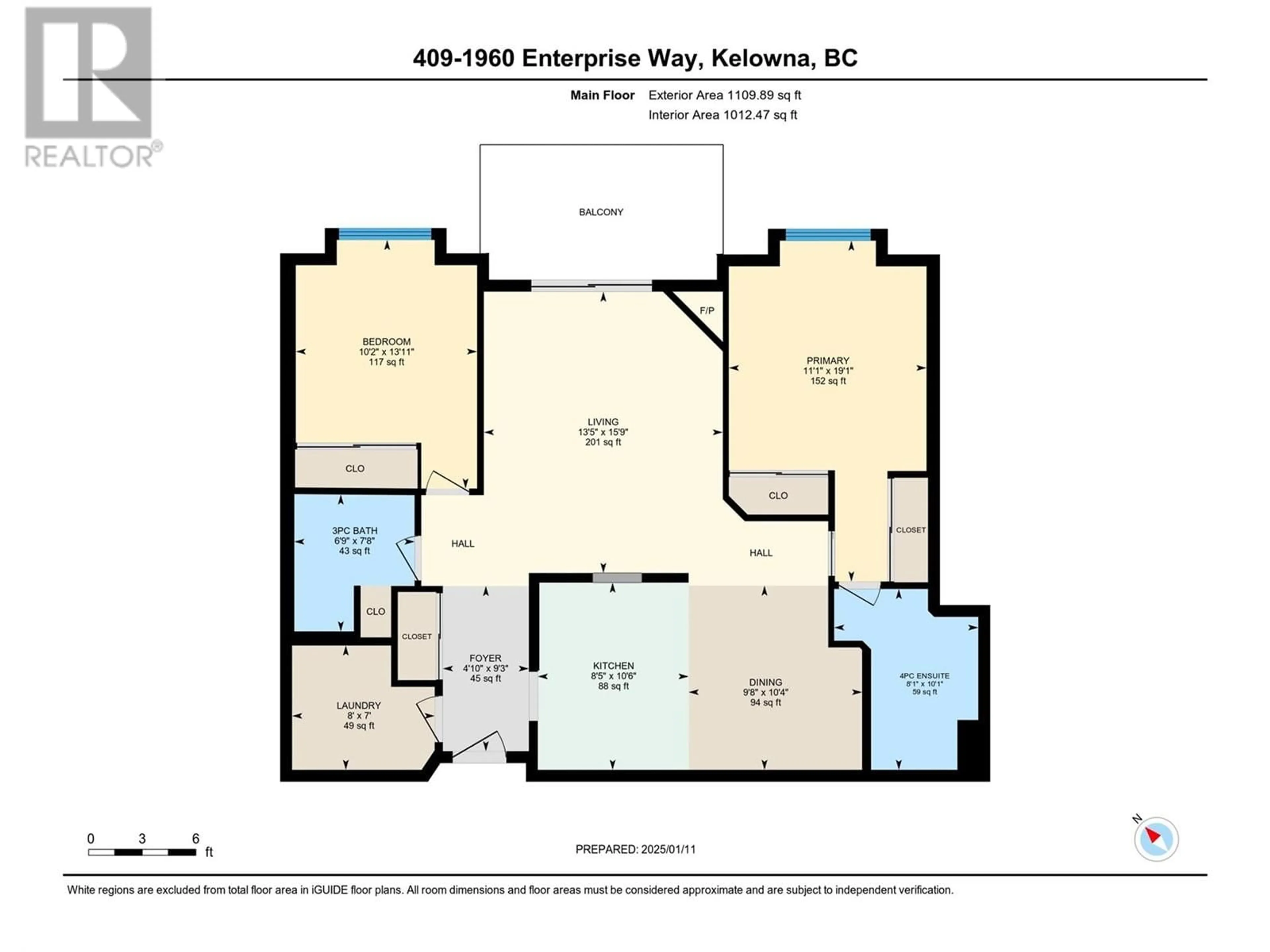 Floor plan for 1960 Enterprise Way Unit# 409, Kelowna British Columbia V1Y9S5