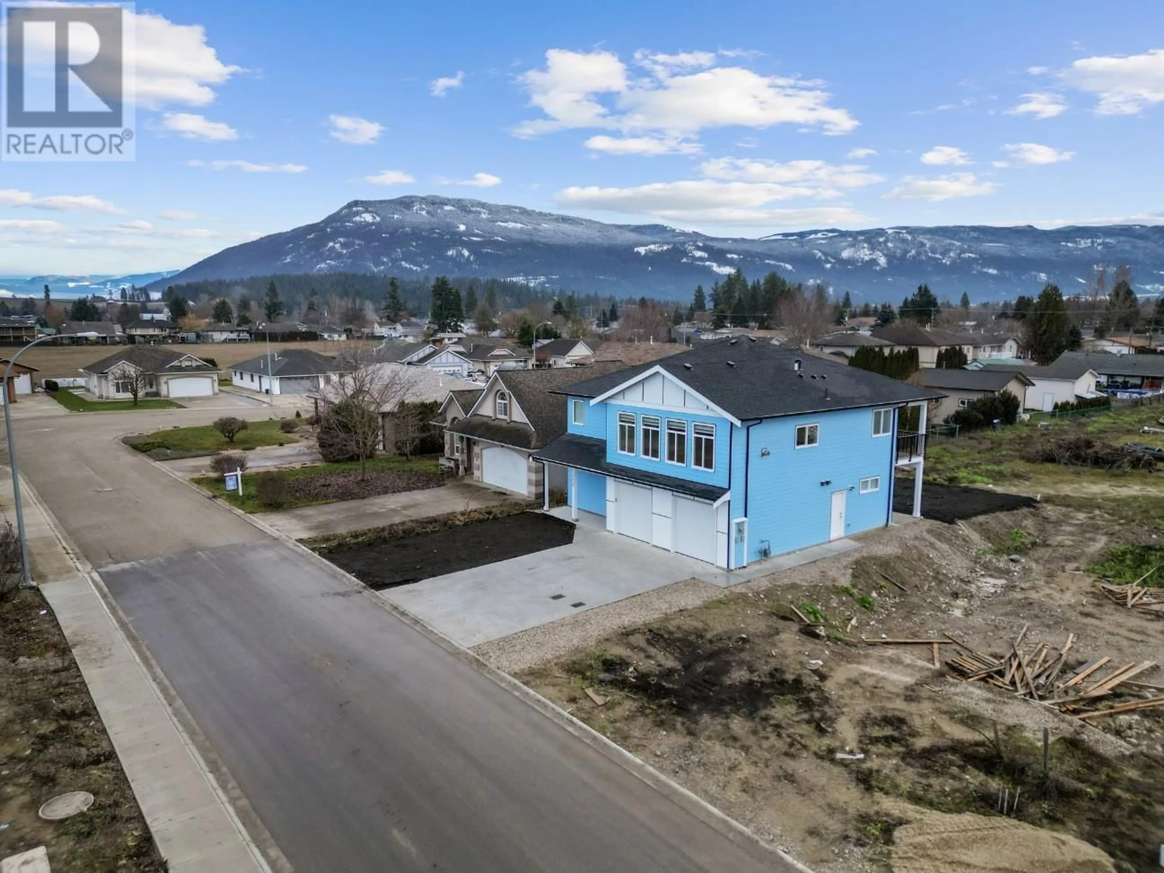 A pic from outside/outdoor area/front of a property/back of a property/a pic from drone, mountain view for 2208 Heitman Street, Enderby British Columbia V0E1V2