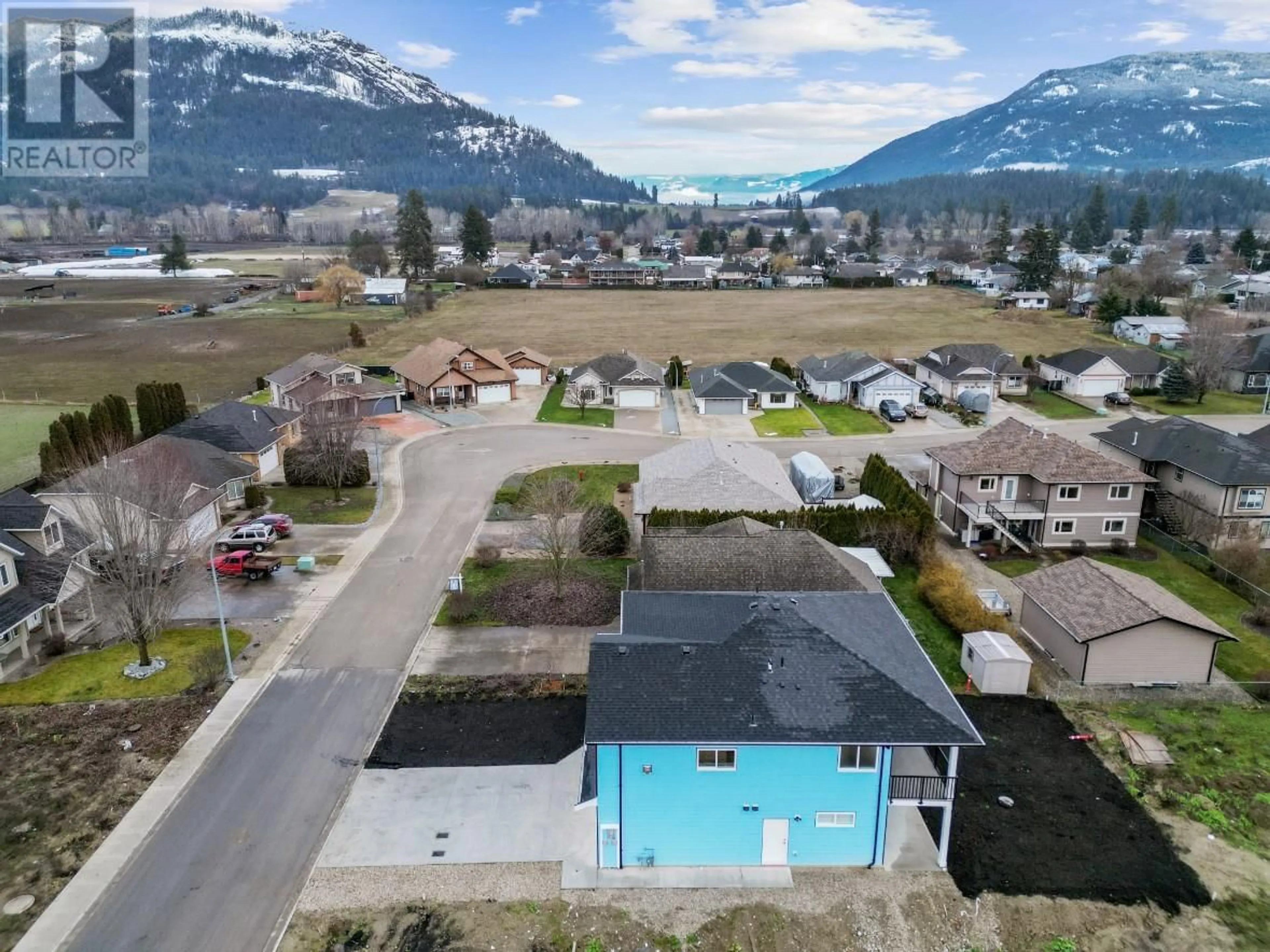 A pic from outside/outdoor area/front of a property/back of a property/a pic from drone, mountain view for 2208 Heitman Street, Enderby British Columbia V0E1V2