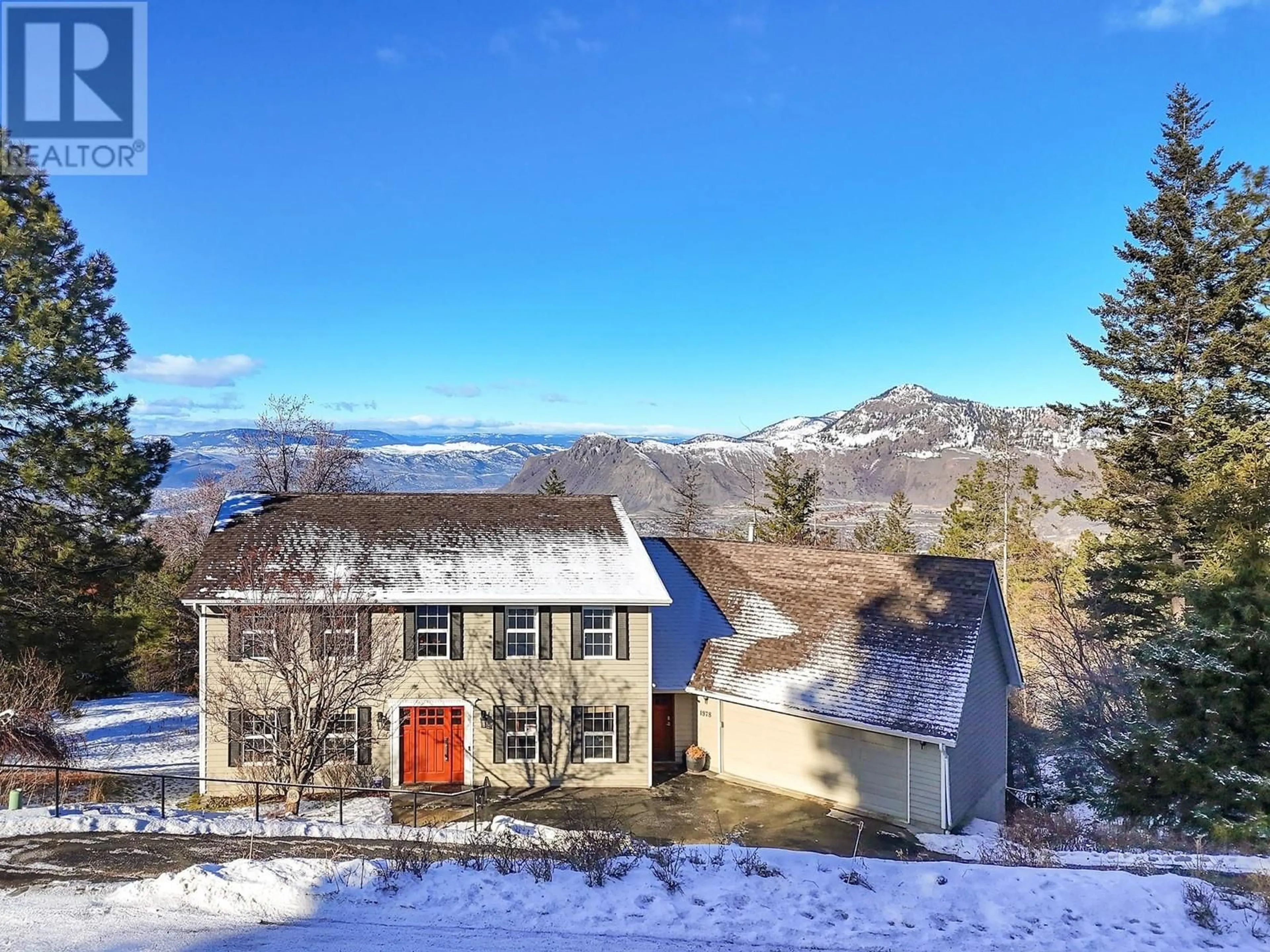 A pic from outside/outdoor area/front of a property/back of a property/a pic from drone, mountain view for 1978 HIGH SCHYLEA Drive, Kamloops British Columbia V2E1K9