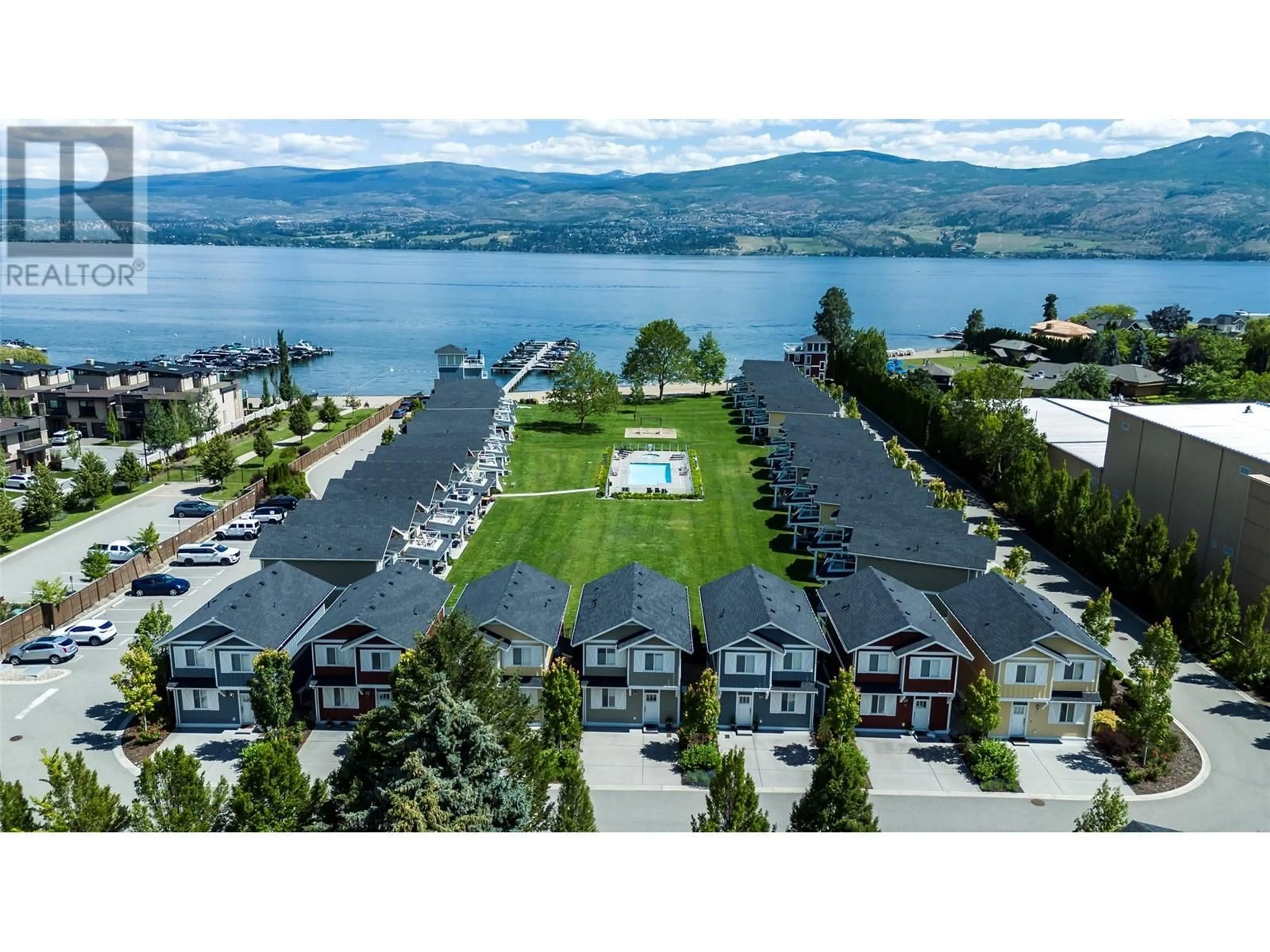 A pic from outside/outdoor area/front of a property/back of a property/a pic from drone, water/lake/river/ocean view for 8 - 3750 WEST BAY ROAD, West Kelowna British Columbia V4T0A4