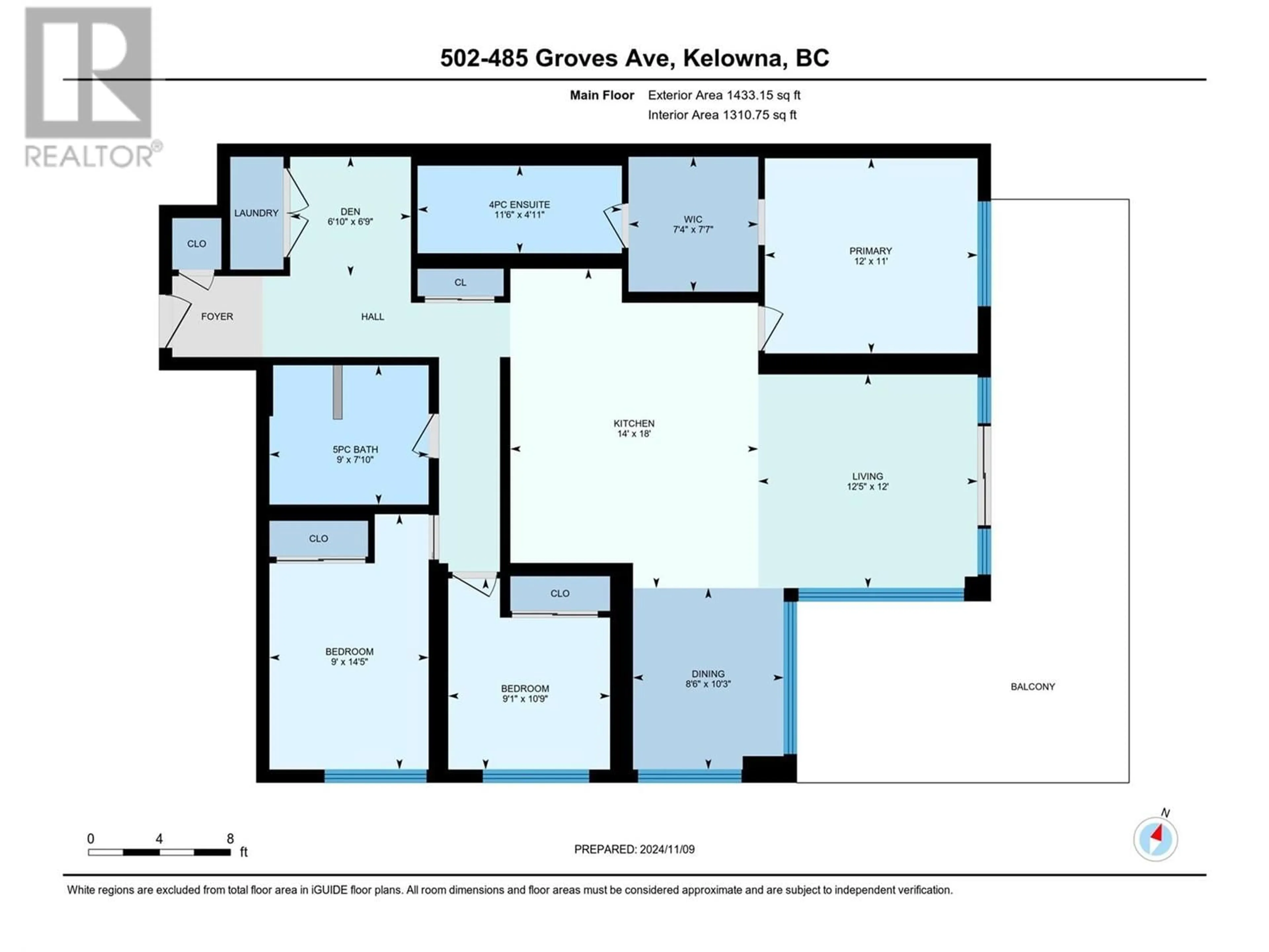 Floor plan for 502 - 485 GROVES AVENUE, Kelowna British Columbia V1Y4Y6
