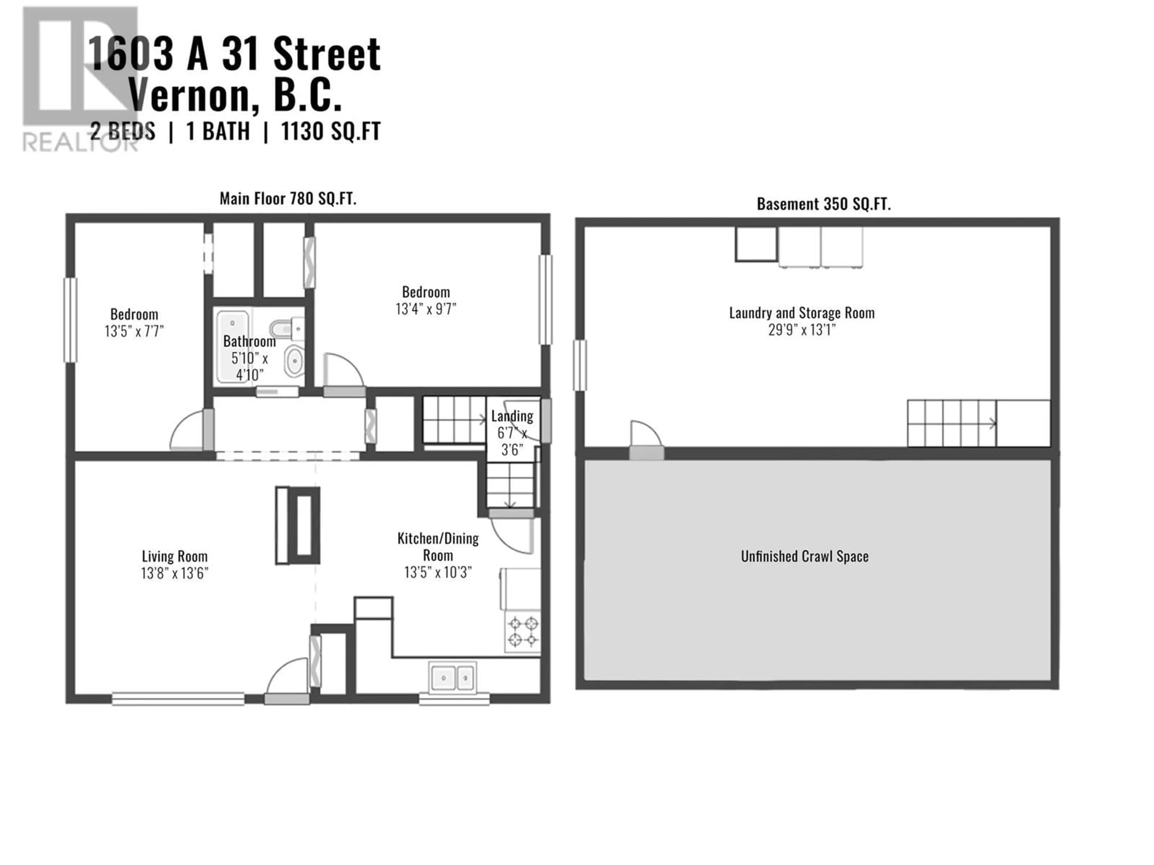 Floor plan for 1603 A 31 Street, Vernon British Columbia V1T5T7