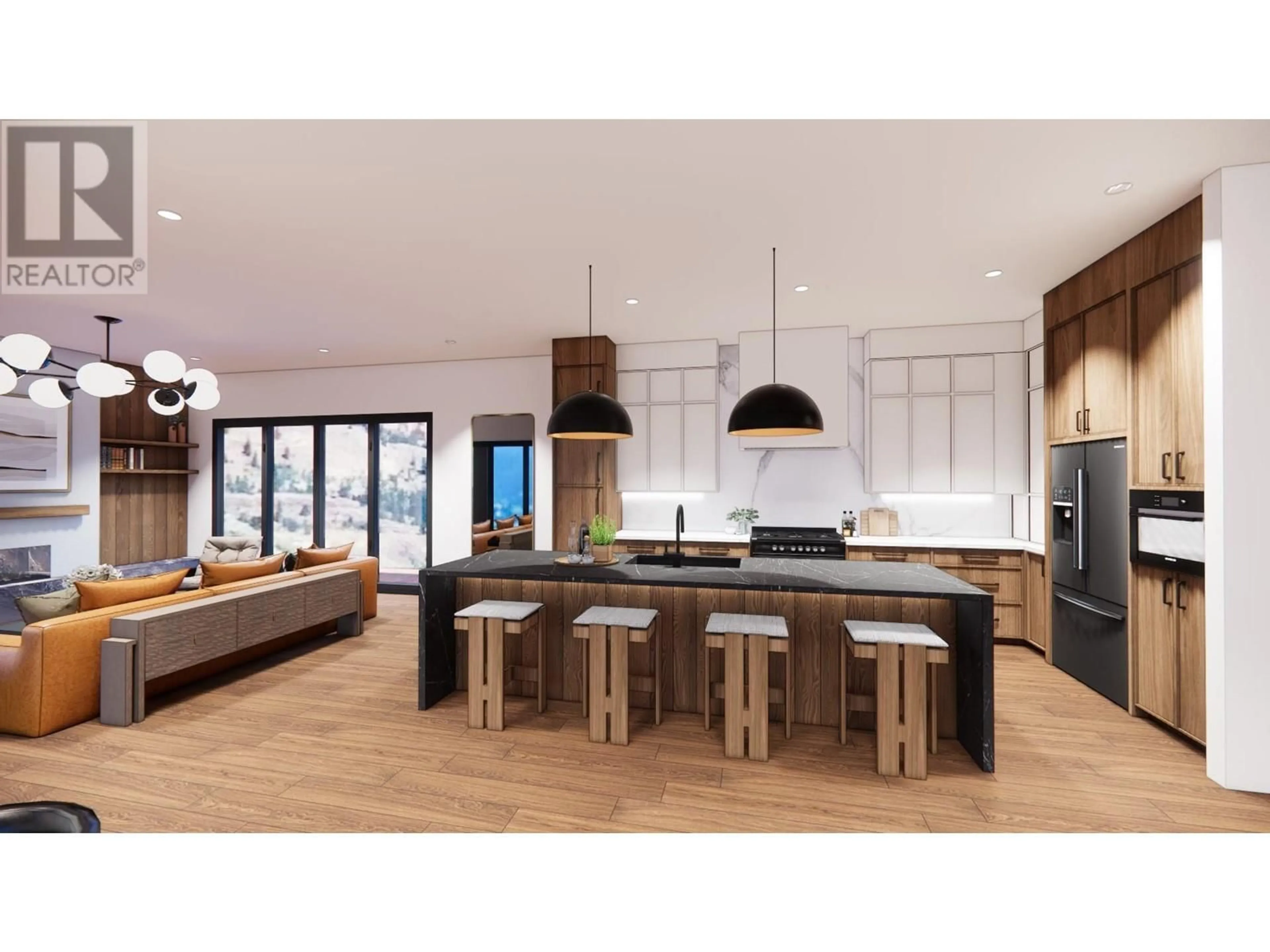 Open concept kitchen, wood/laminate floor for 1525 Bear Creek Road Lot# 22, West Kelowna British Columbia V1Z3R6