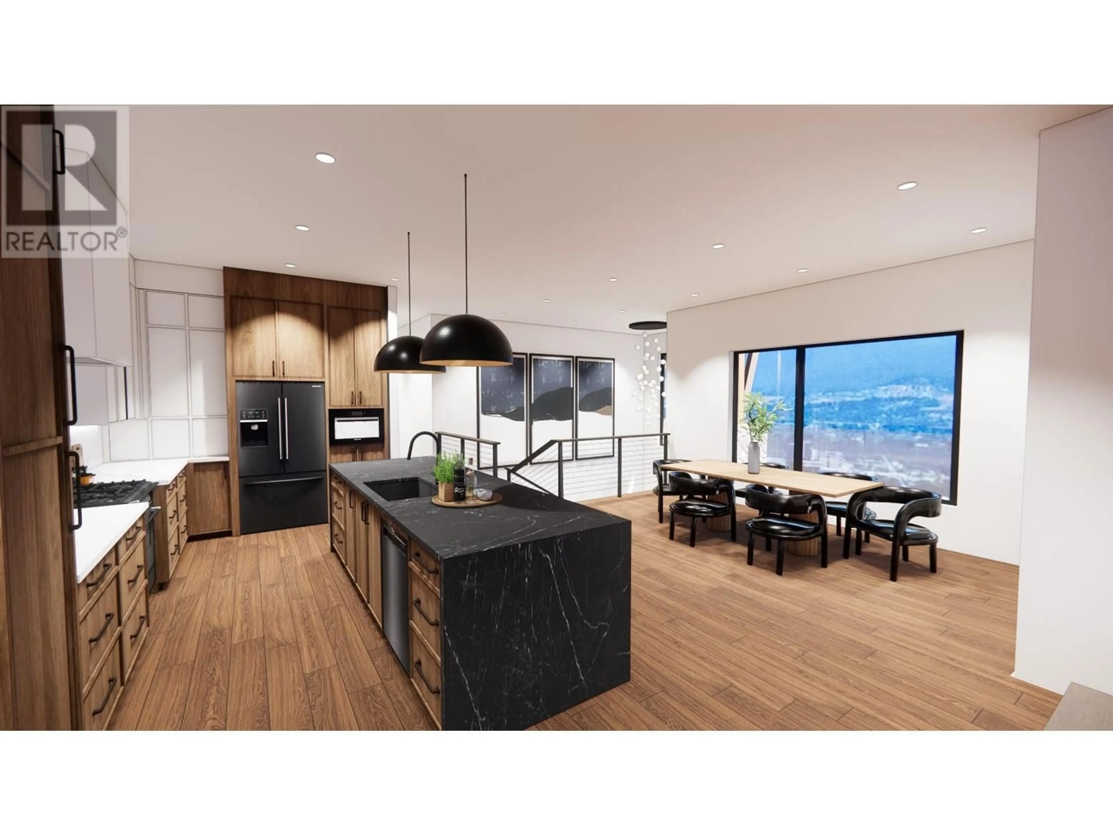 Open concept kitchen, wood/laminate floor for 1525 Bear Creek Road Lot# 22, West Kelowna British Columbia V1Z3R6