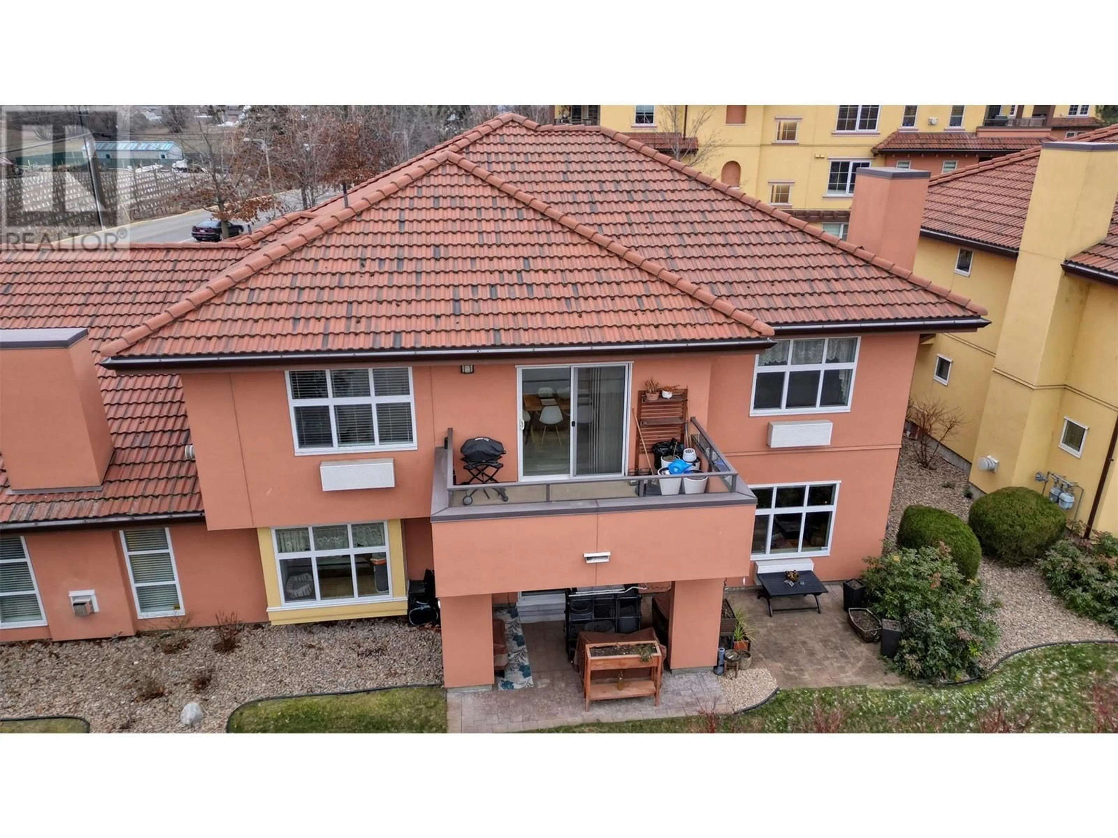 A pic from outside/outdoor area/front of a property/back of a property/a pic from drone, city buildings view from balcony for 3 - 7600 COTTONWOOD DRIVE, Osoyoos British Columbia V0H1V3