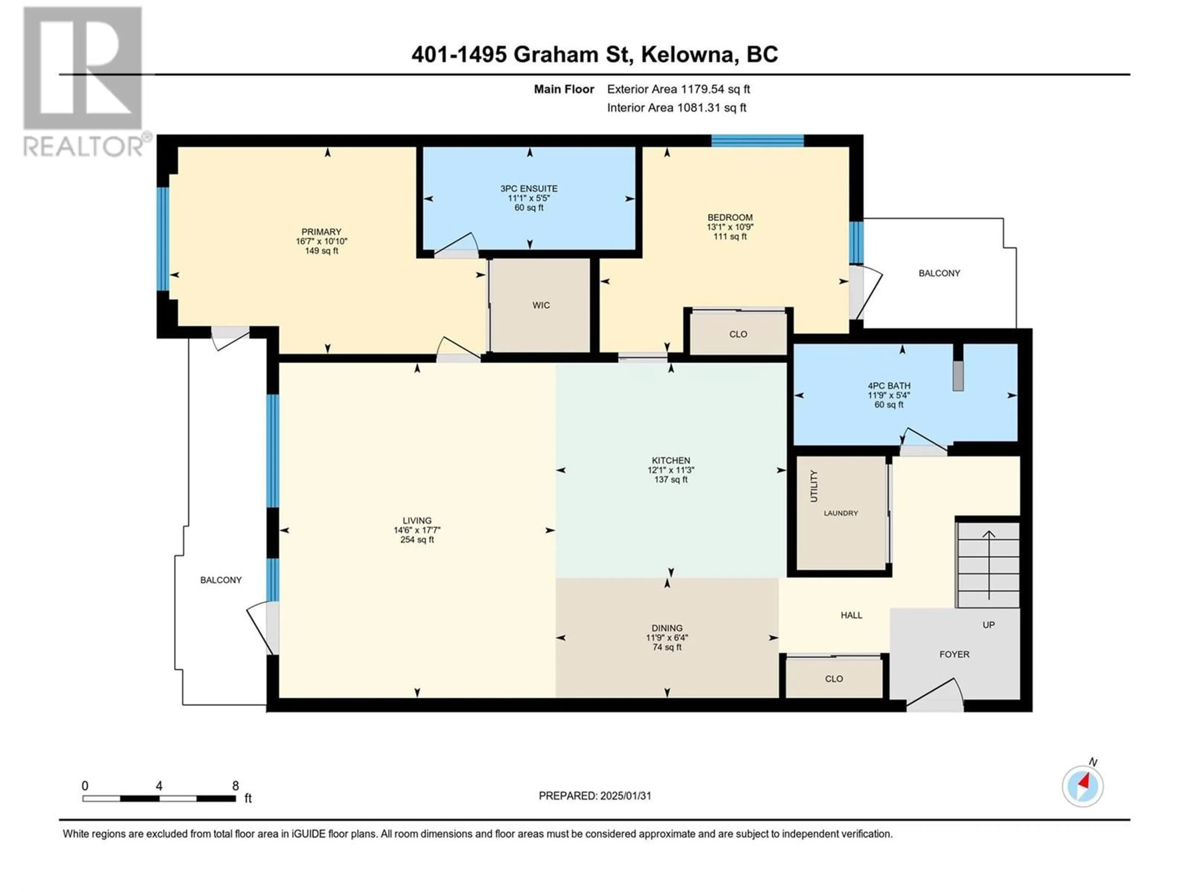 Floor plan for 401 - 1495 GRAHAM STREET, Kelowna British Columbia V1Y3B2