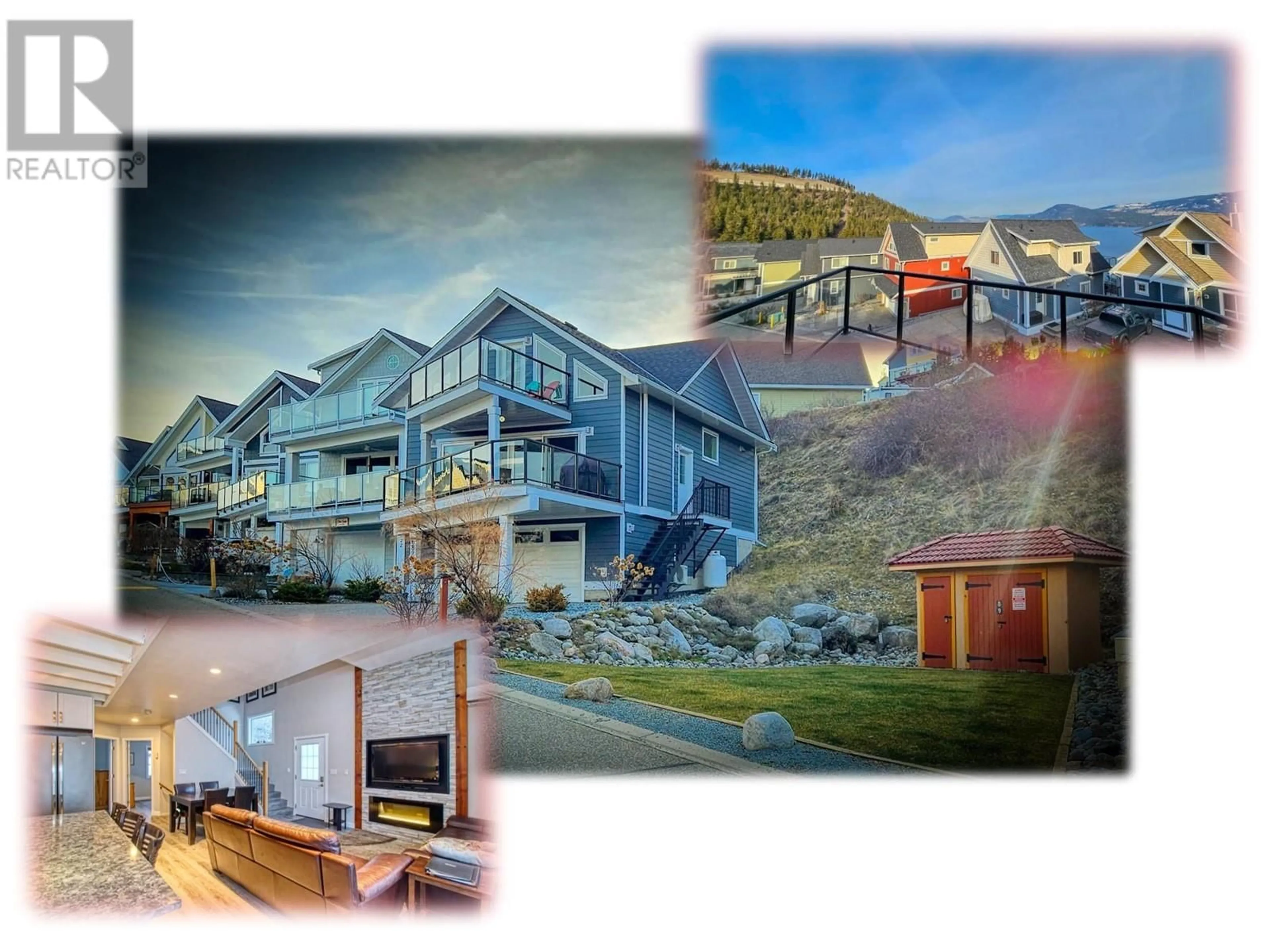 A pic from outside/outdoor area/front of a property/back of a property/a pic from drone, mountain view for 168 - 6824 SANTIAGO LOOP, Kelowna British Columbia V1Z3R8