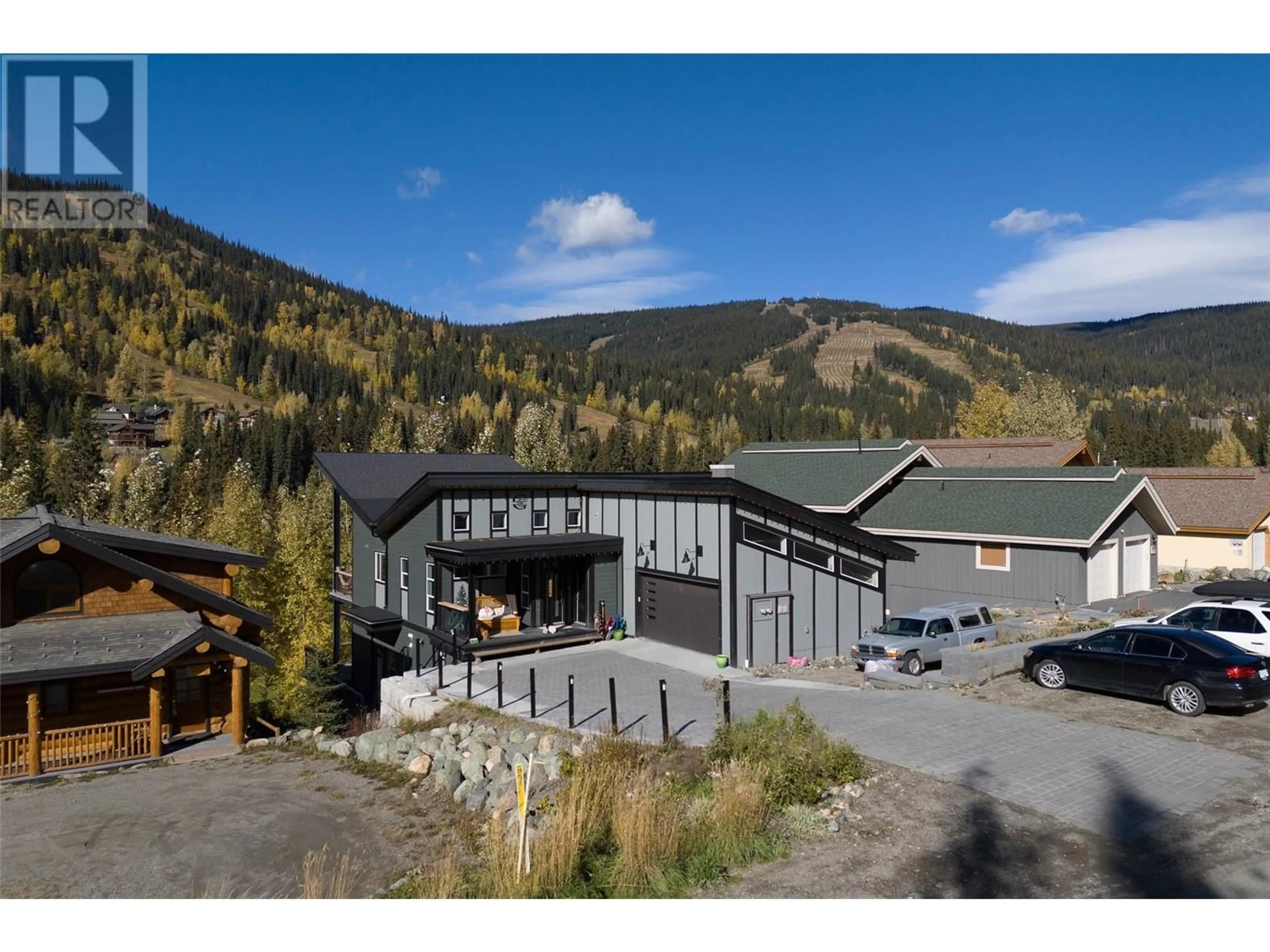 A pic from outside/outdoor area/front of a property/back of a property/a pic from drone, mountain view for 2418 Fairways Drive, Sun Peaks British Columbia V0E5N0