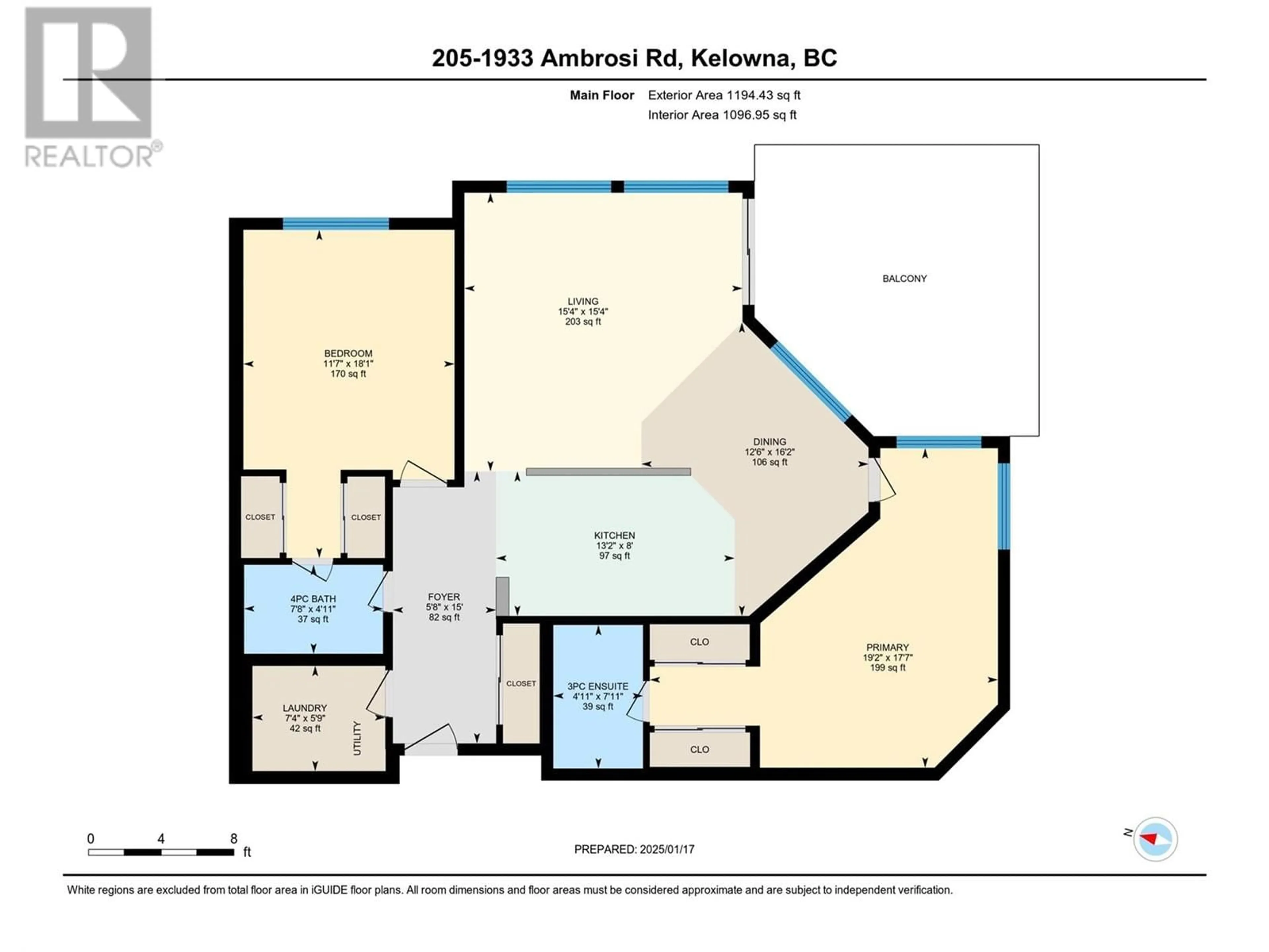 Floor plan for 205 - 1933 AMBROSI ROAD, Kelowna British Columbia V1Y4S1