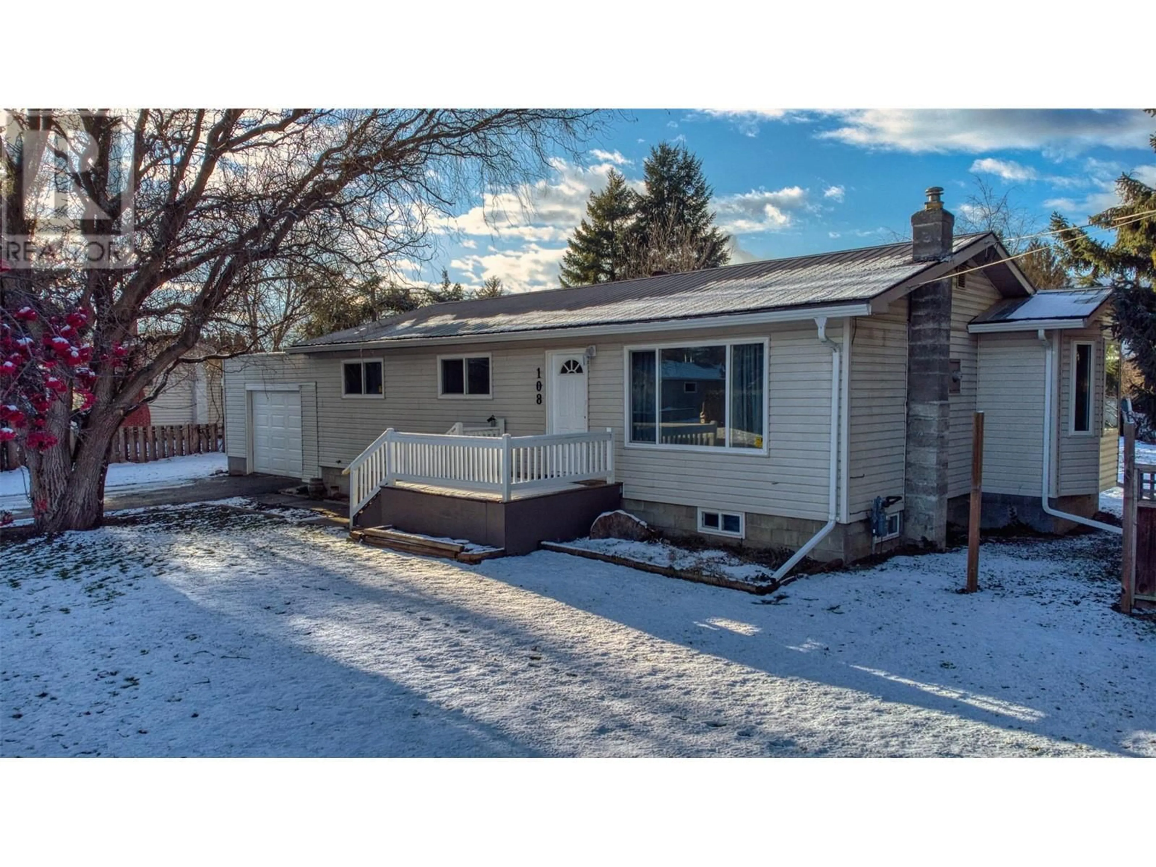 Home with vinyl exterior material, street for 108 Riverdale Drive, Enderby British Columbia V0E1V2