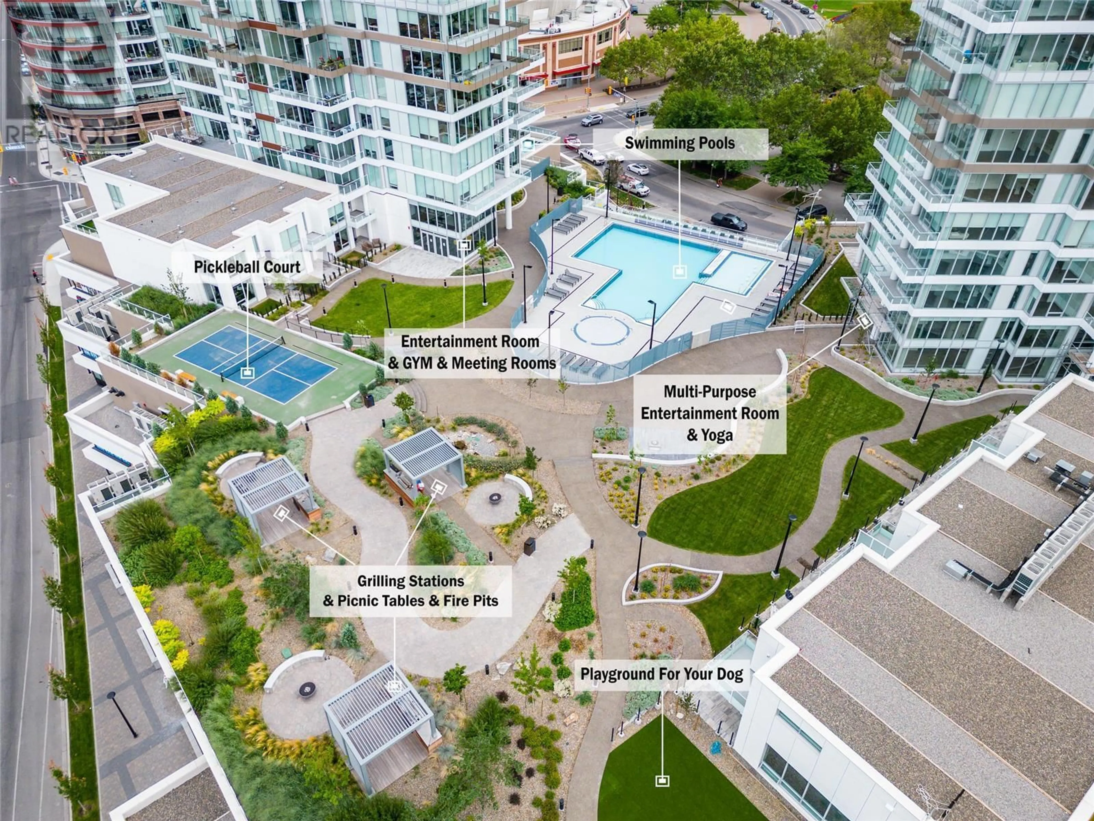A pic from outside/outdoor area/front of a property/back of a property/a pic from drone, city buildings view from balcony for 609 - 1191 SUNSET DRIVE, Kelowna British Columbia V1Y0J4