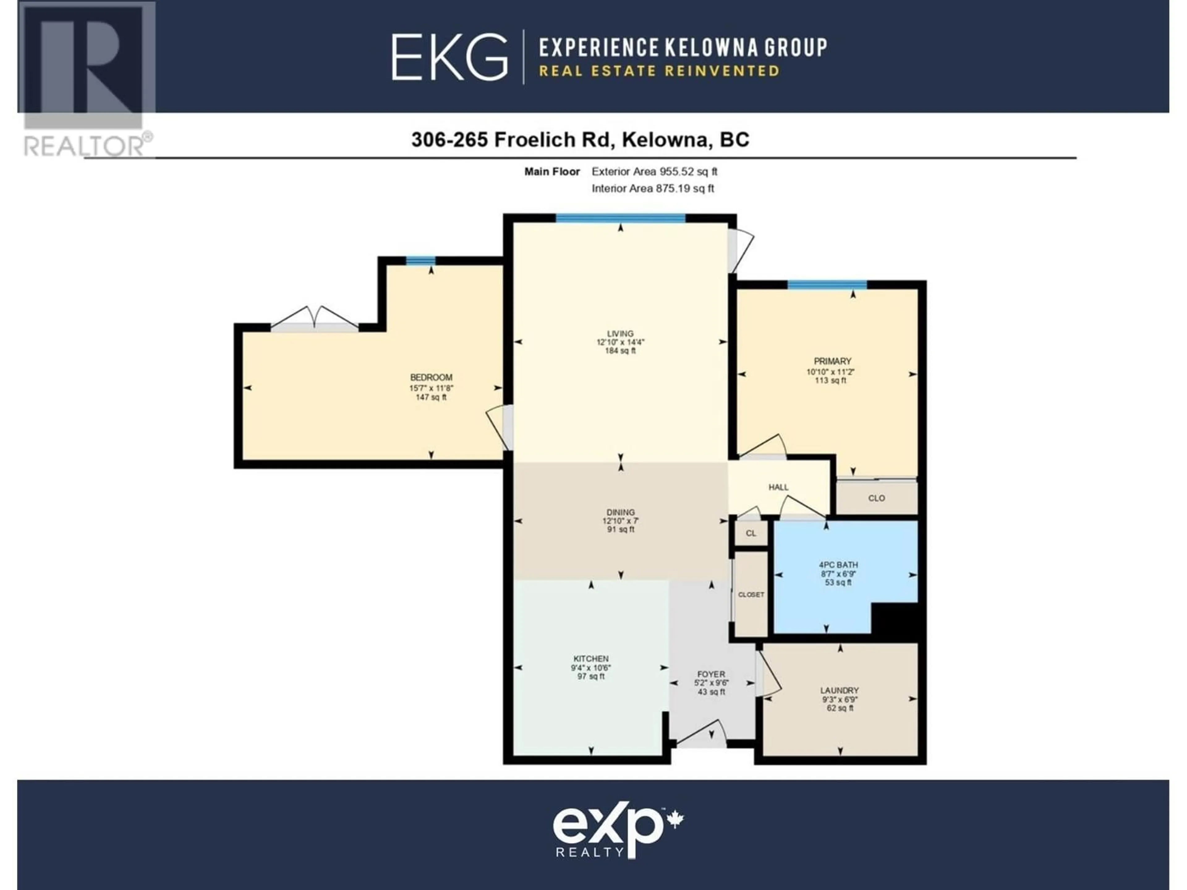 Floor plan for 306 - 265 FROELICH ROAD, Kelowna British Columbia V1X3M6