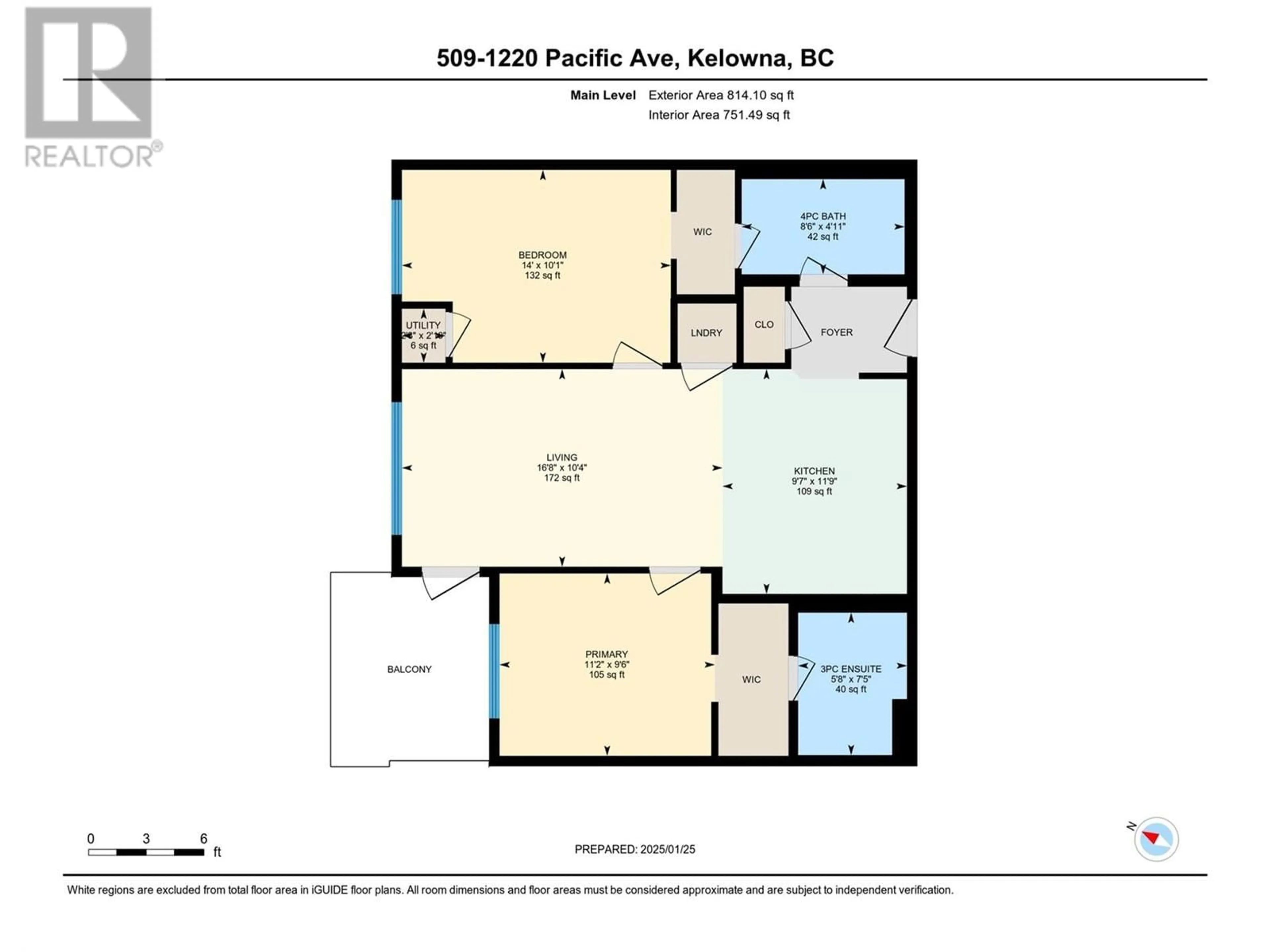 Floor plan for 1220 Pacific Avenue Unit# 509, Kelowna British Columbia V1Y5T7