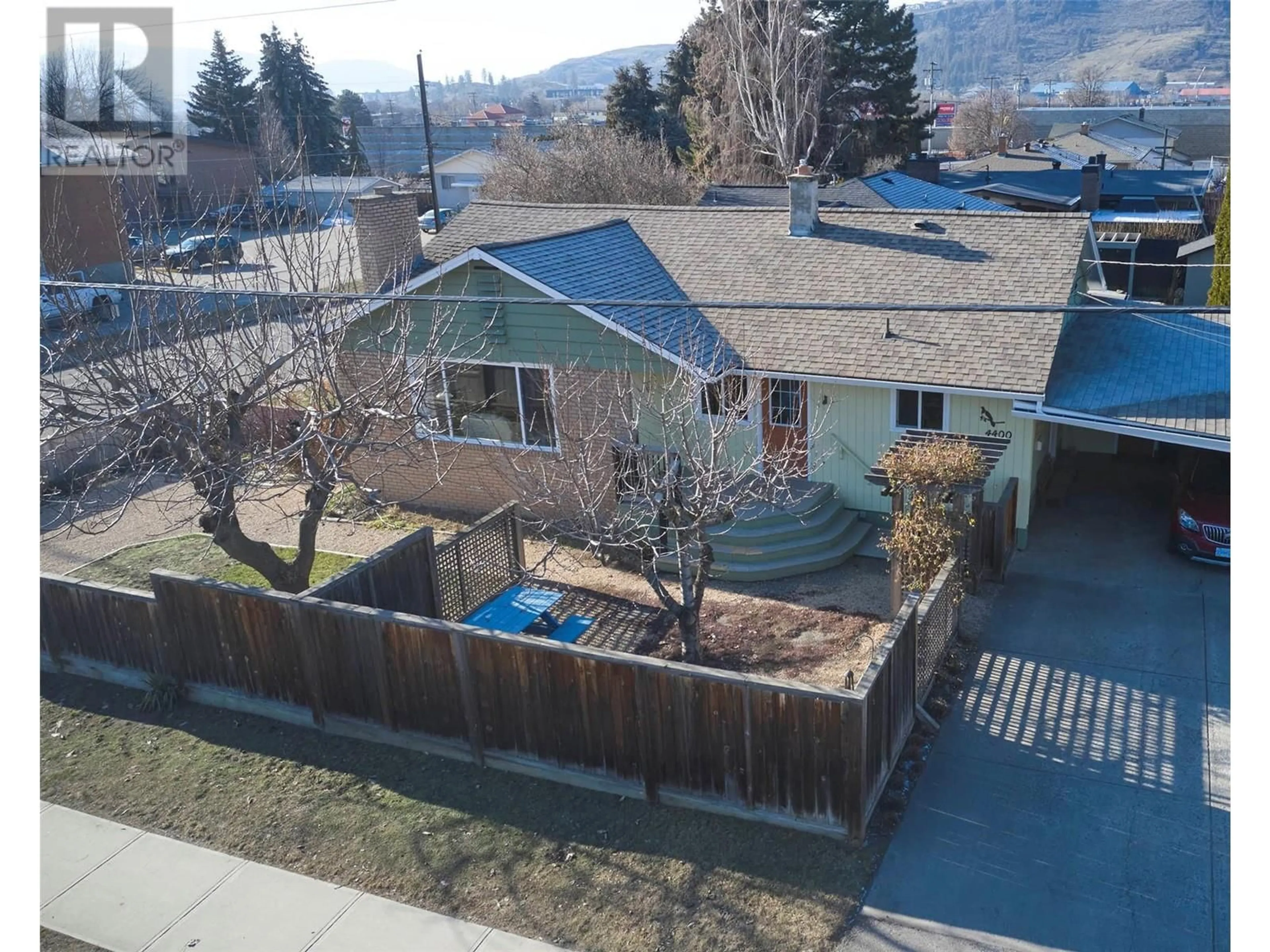 A pic from outside/outdoor area/front of a property/back of a property/a pic from drone, mountain view for 4400 25 Street, Vernon British Columbia V1T4S6