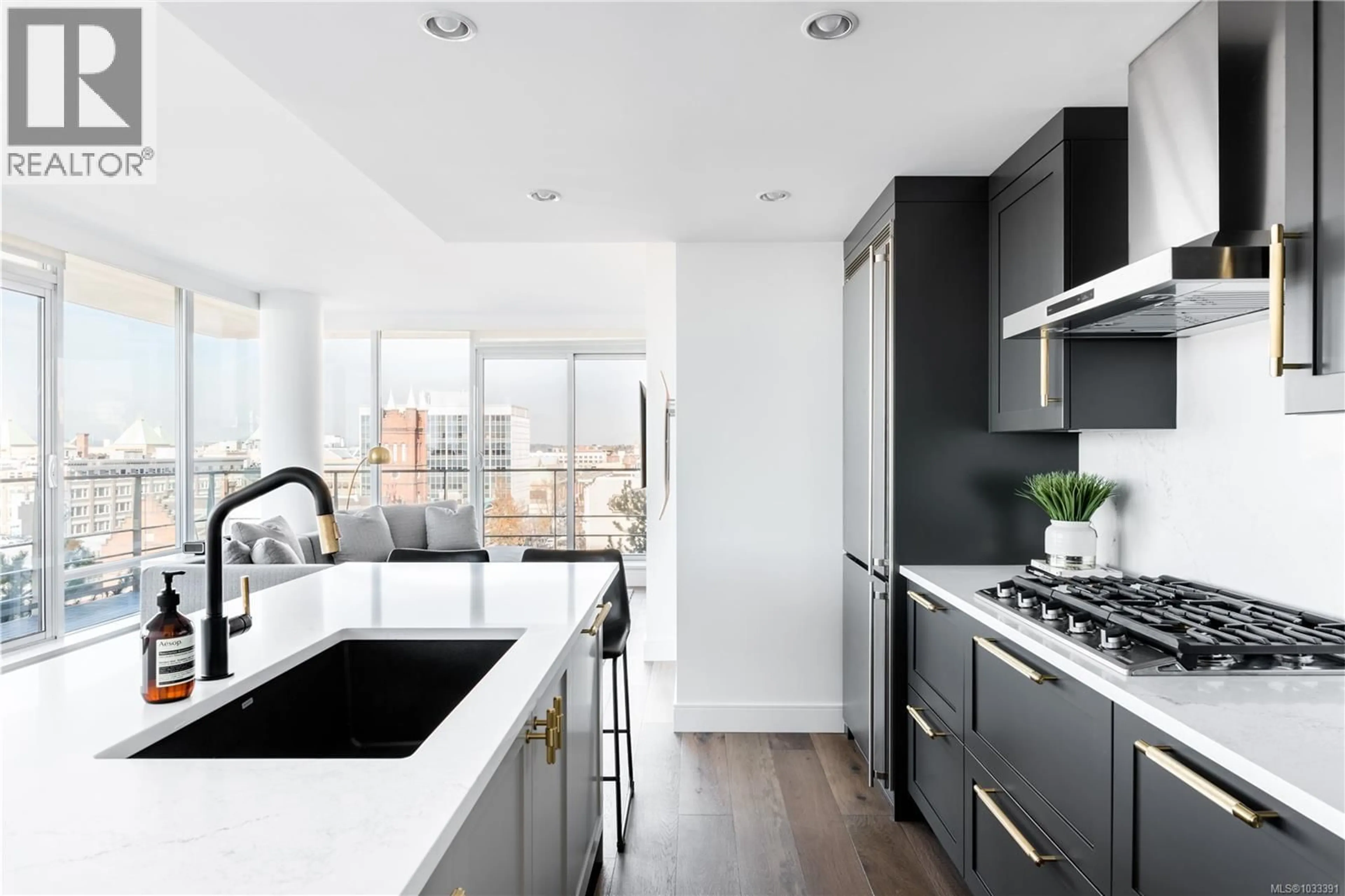 Contemporary kitchen, ceramic/tile floor for 1105 - 707 COURTNEY STREET, Victoria British Columbia V8W0A9